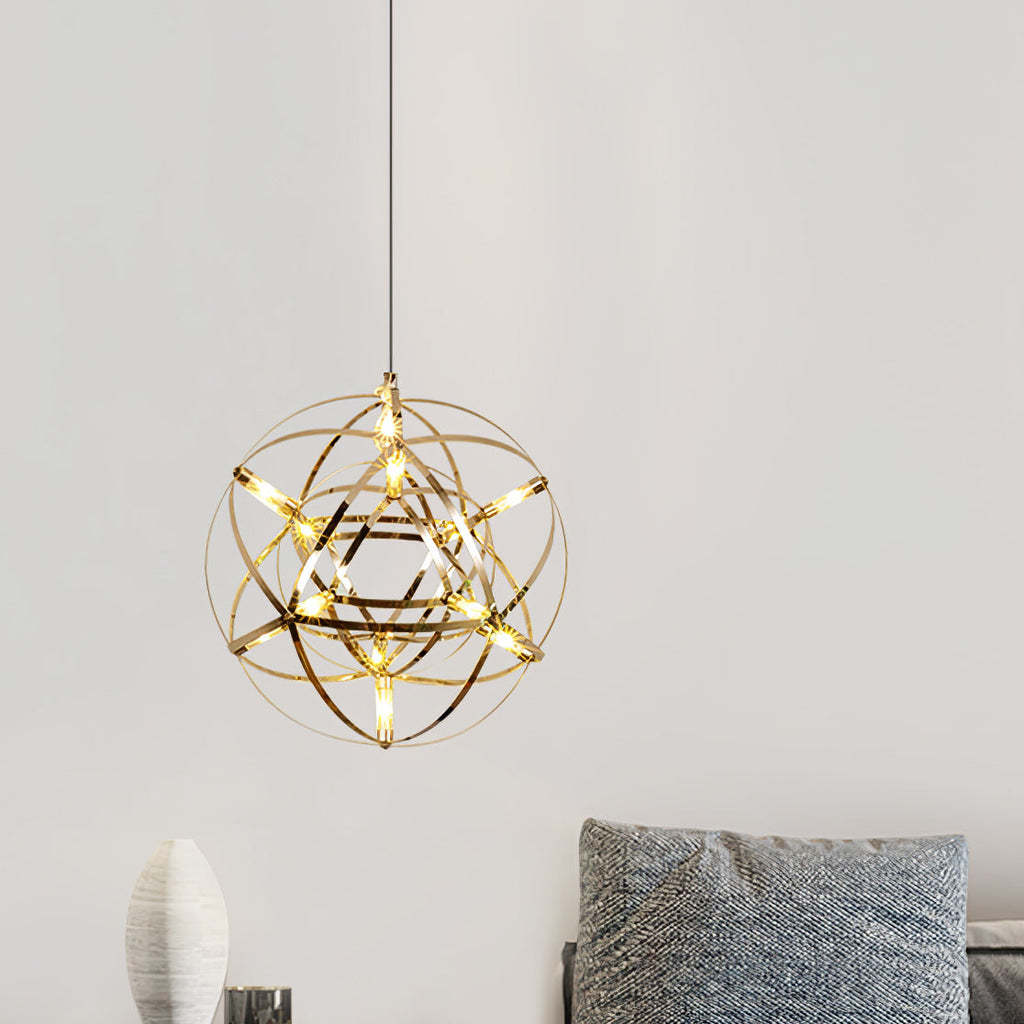 LED-hanglamp Zilveren Globe Sfeerverlichting Moderne Lamp Globe met Dimbare Lichtpunten Transparante Kristallen Globe Decoratief Scandinavisch Warmwit Industrieel Design Interieurlamp - Lamylie
