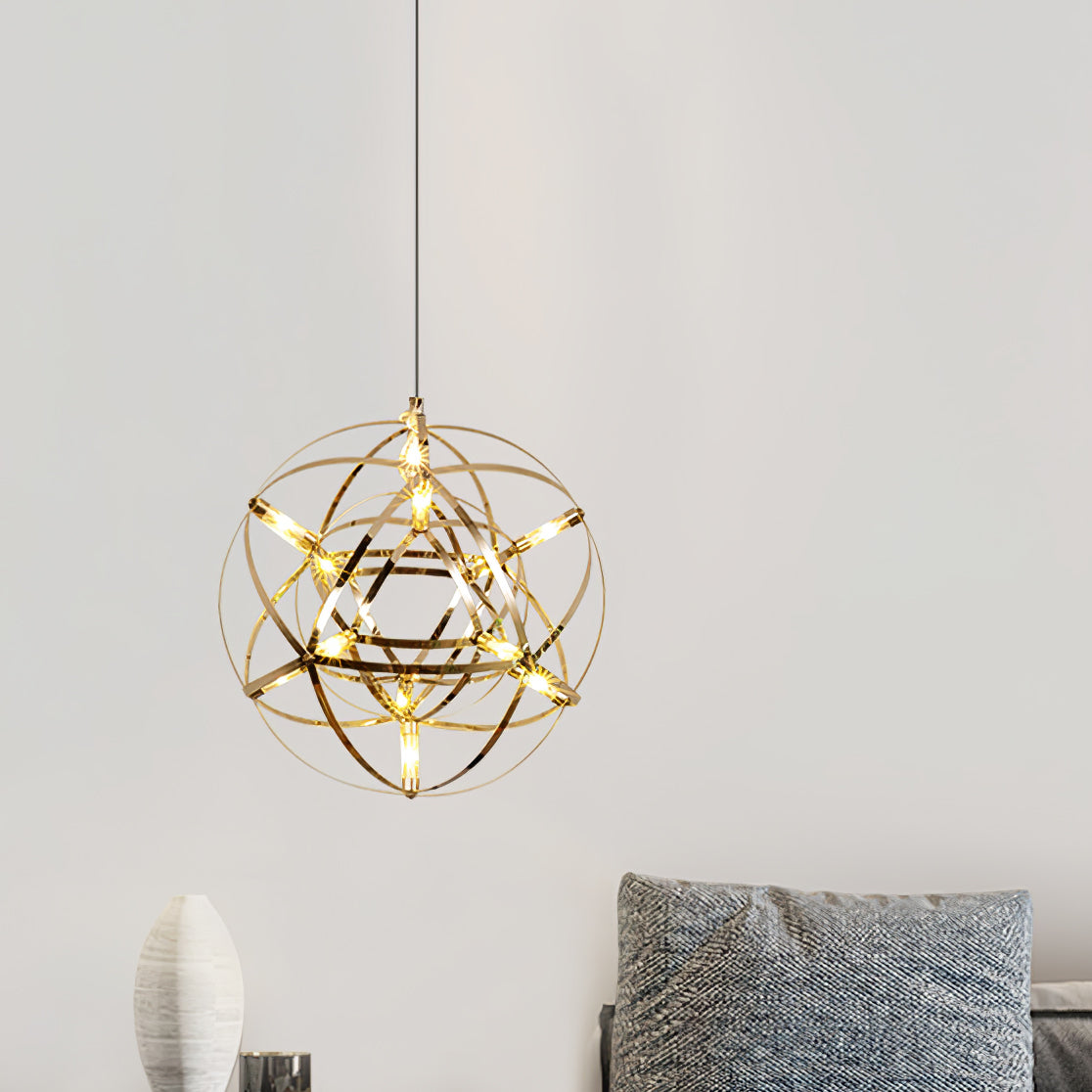 LED-hanglamp Zilveren Globe Sfeerverlichting Moderne Lamp Globe met Dimbare Lichtpunten Transparante Kristallen Globe Decoratief Scandinavisch Warmwit Industrieel Design Interieurlamp - Lamylie