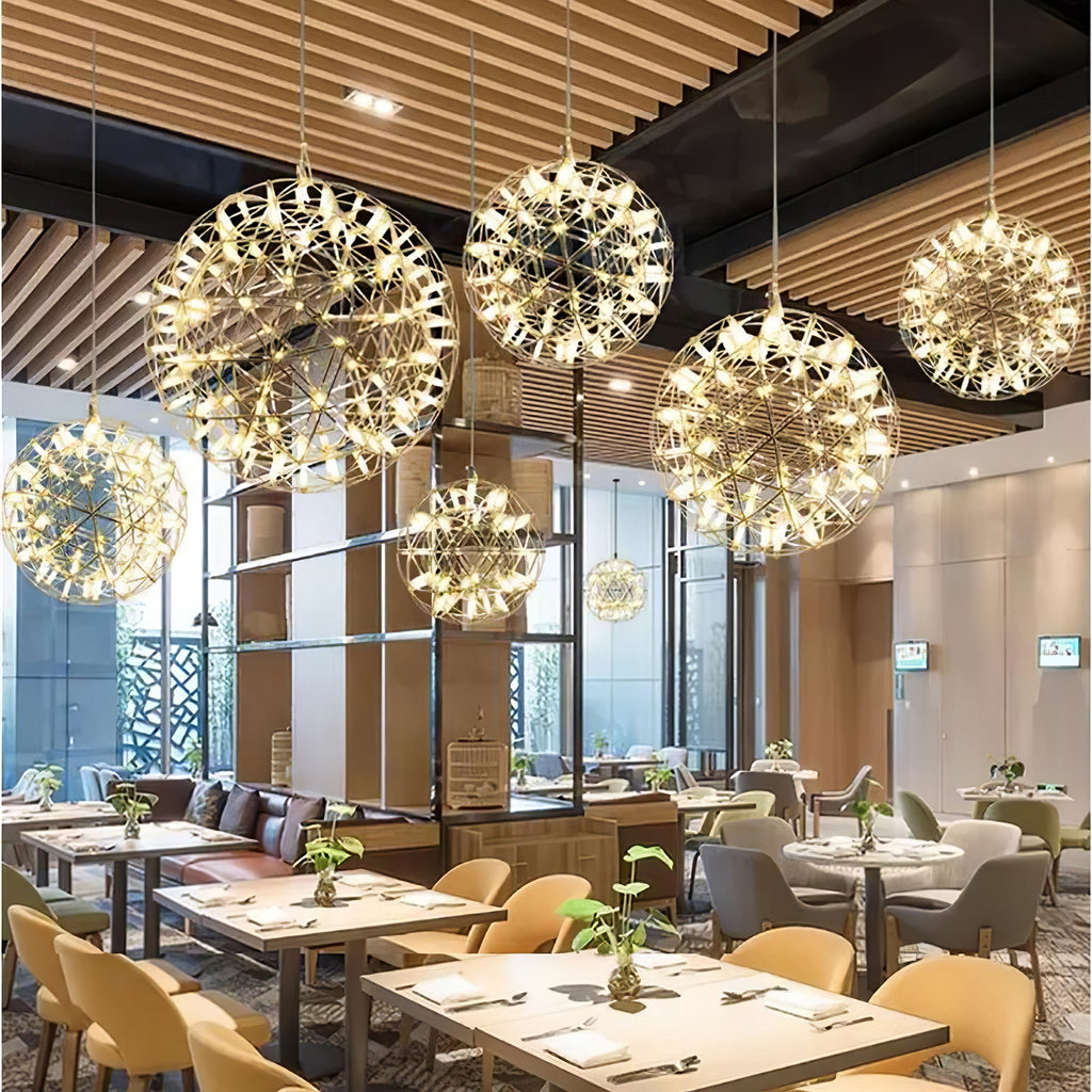 LED-hanglamp Zilveren Globe Sfeerverlichting Moderne Lamp Globe met Dimbare Lichtpunten Transparante Kristallen Globe Decoratief Scandinavisch Warmwit Industrieel Design Interieurlamp - Lamylie