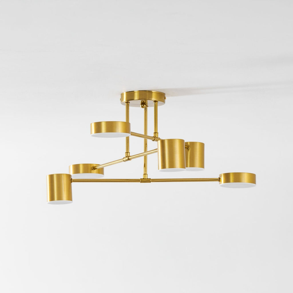 Sputnik Ceiling Lamp 6-Arms LED Metal Frame Ø57cm Gold Black White 36W Dimmable Mid-Century Scandinavian Dining Room Living Room Entrance Modern Design - Lamylie