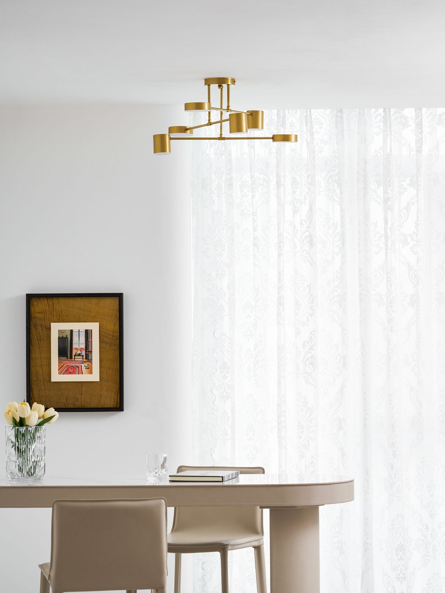 Sputnik Ceiling Lamp 6-Arms LED Metal Frame Ø57cm Gold Black White 36W Dimmable Mid-Century Scandinavian Dining Room Living Room Entrance Modern Design - Lamylie