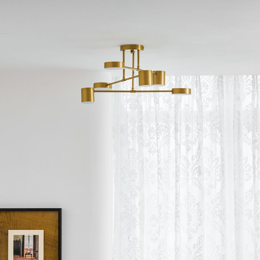 Sputnik Ceiling Lamp 6-Arms LED Metal Frame Ø57cm Gold Black White 36W Dimmable Mid-Century Scandinavian Dining Room Living Room Entrance Modern Design - Lamylie