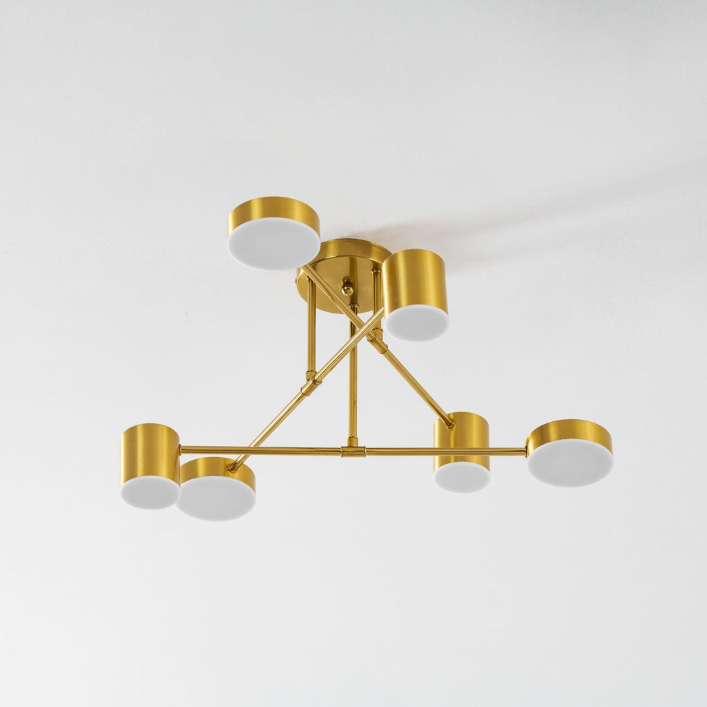 Sputnik Ceiling Lamp 6-Arms LED Metal Frame Ø57cm Gold Black White 36W Dimmable Mid-Century Scandinavian Dining Room Living Room Entrance Modern Design - Lamylie
