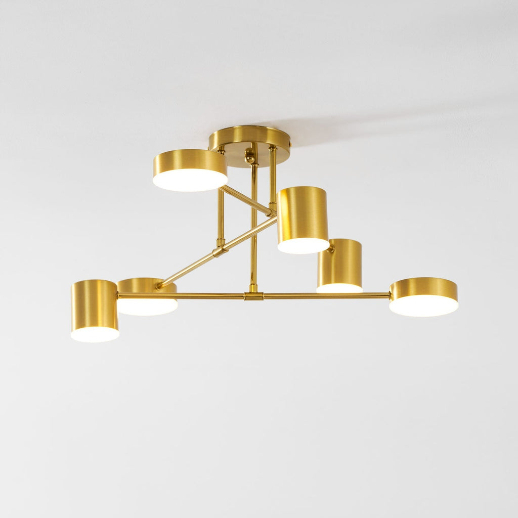 Sputnik Ceiling Lamp 6-Arms LED Metal Frame Ø57cm Gold Black White 36W Dimmable Mid-Century Scandinavian Dining Room Living Room Entrance Modern Design - Lamylie