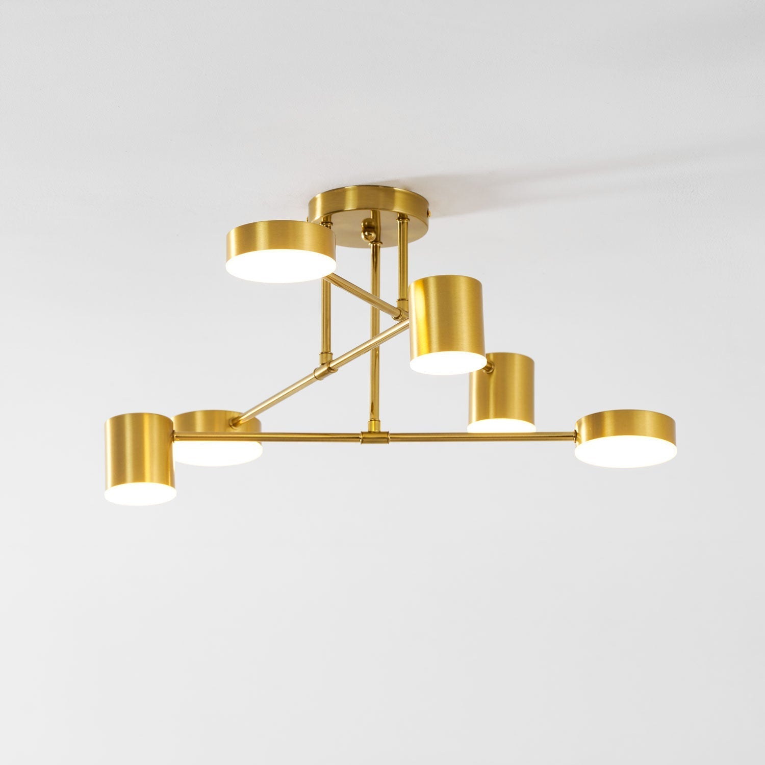 Sputnik Ceiling Lamp 6-Arms LED Metal Frame Ø57cm Gold Black White 36W Dimmable Mid-Century Scandinavian Dining Room Living Room Entrance Modern Design - Lamylie