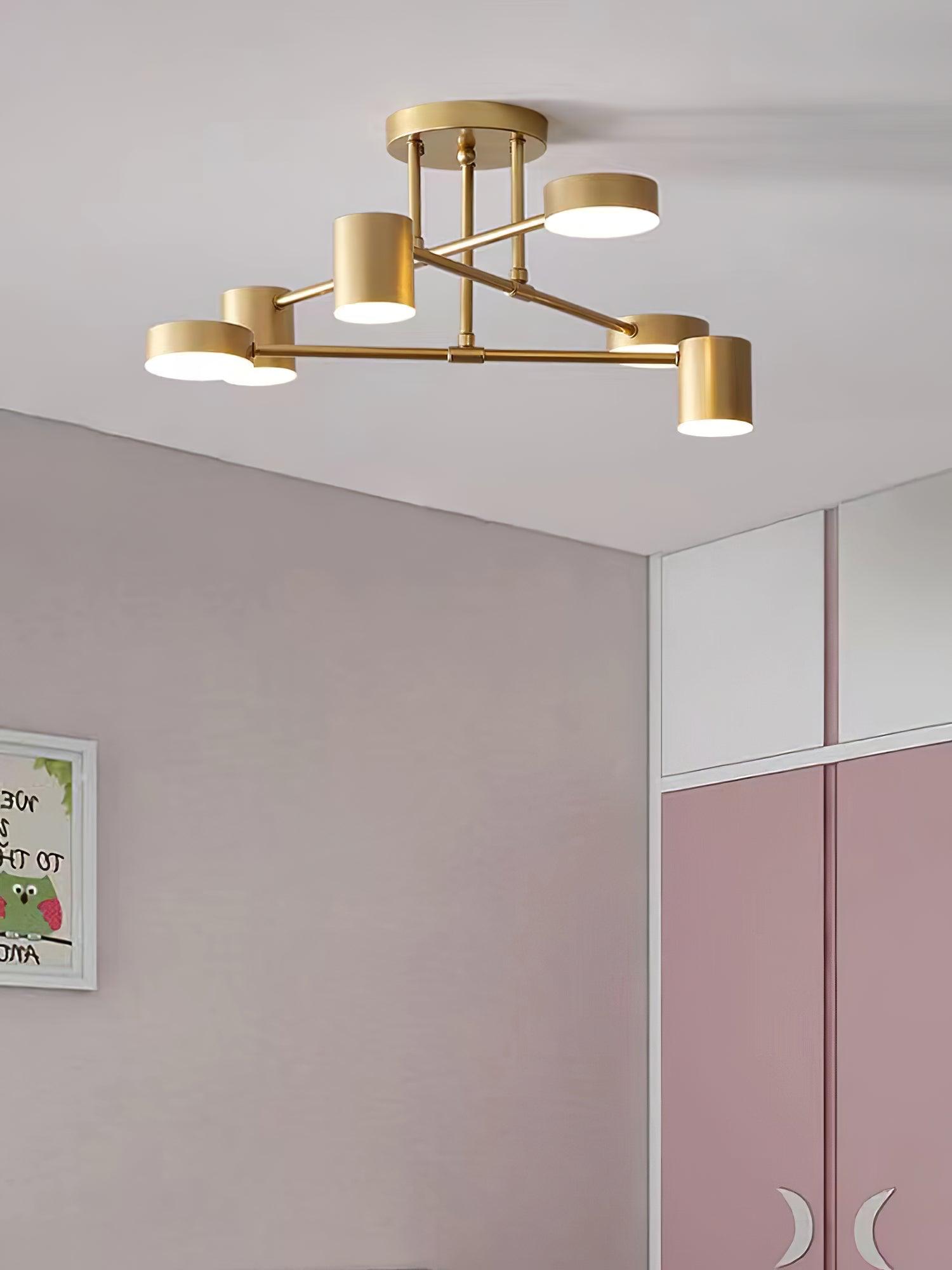 Sputnik Ceiling Lamp 6-Arms LED Metal Frame Ø57cm Gold Black White 36W Dimmable Mid-Century Scandinavian Dining Room Living Room Entrance Modern Design - Lamylie