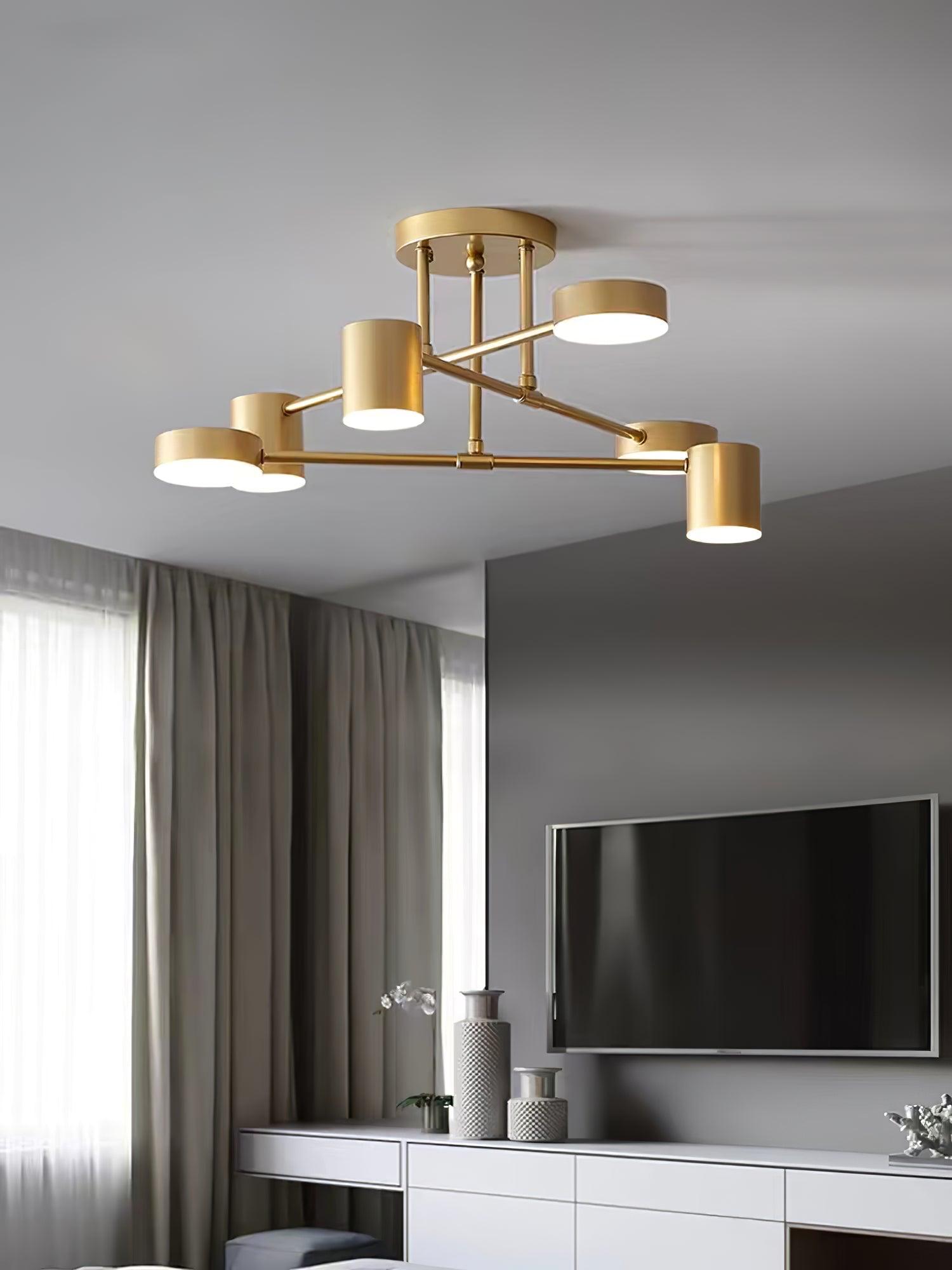 Sputnik Ceiling Lamp 6-Arms LED Metal Frame Ø57cm Gold Black White 36W Dimmable Mid-Century Scandinavian Dining Room Living Room Entrance Modern Design - Lamylie