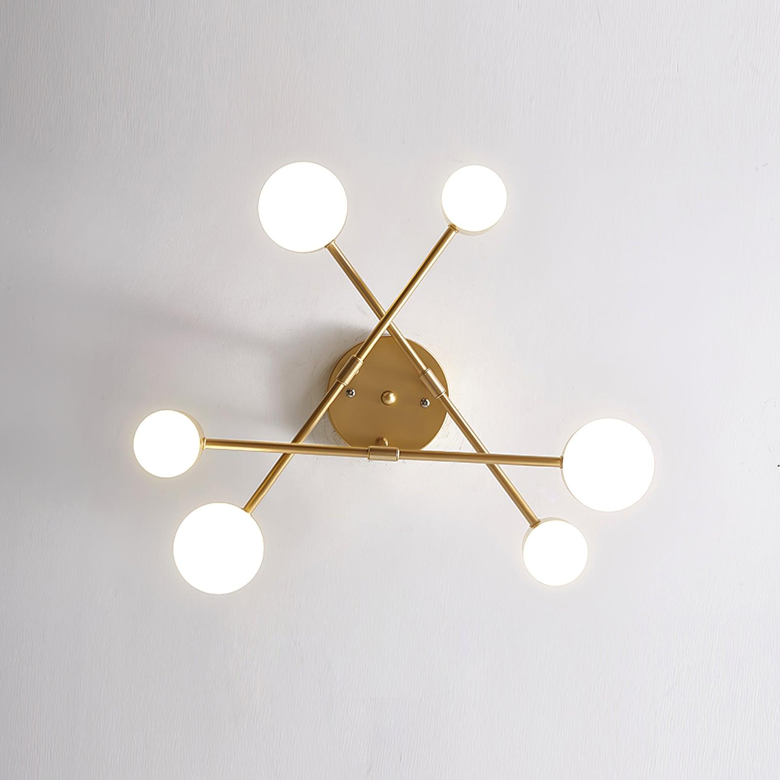 Sputnik Ceiling Lamp 6-Arms LED Metal Frame Ø57cm Gold Black White 36W Dimmable Mid-Century Scandinavian Dining Room Living Room Entrance Modern Design - Lamylie