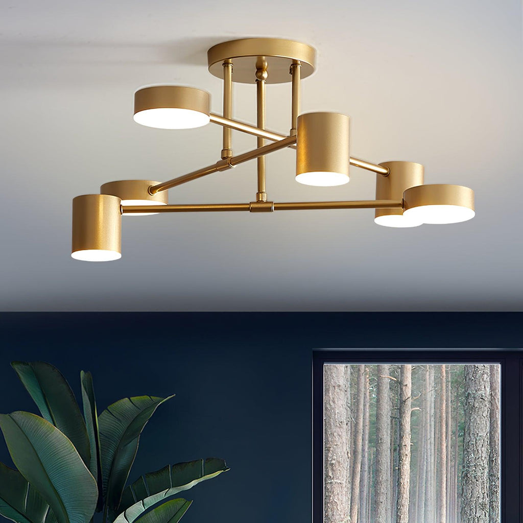 Sputnik Ceiling Lamp 6-Arms LED Metal Frame Ø57cm Gold Black White 36W Dimmable Mid-Century Scandinavian Dining Room Living Room Entrance Modern Design - Lamylie