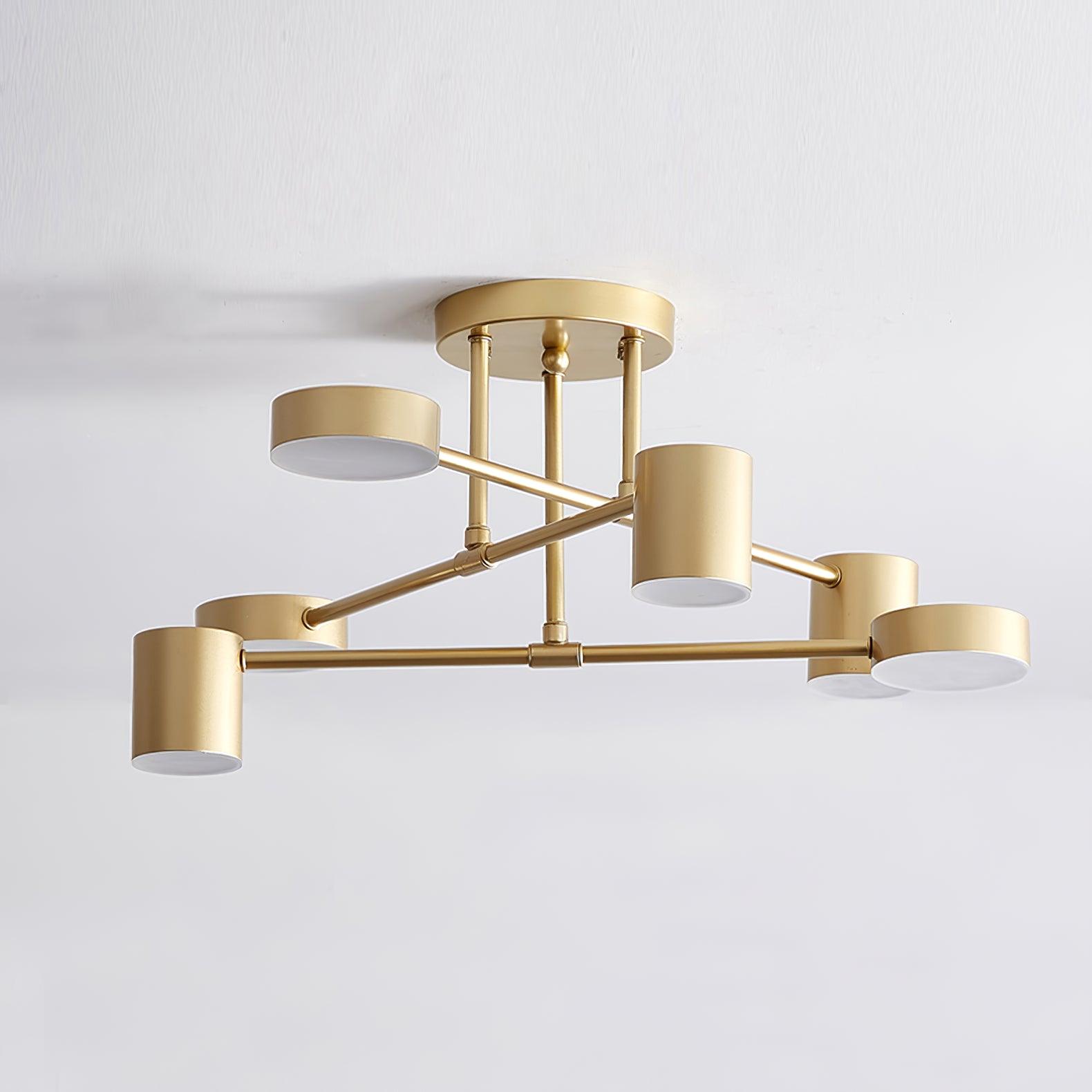 Sputnik Ceiling Lamp 6-Arms LED Metal Frame Ø57cm Gold Black White 36W Dimmable Mid-Century Scandinavian Dining Room Living Room Entrance Modern Design - Lamylie