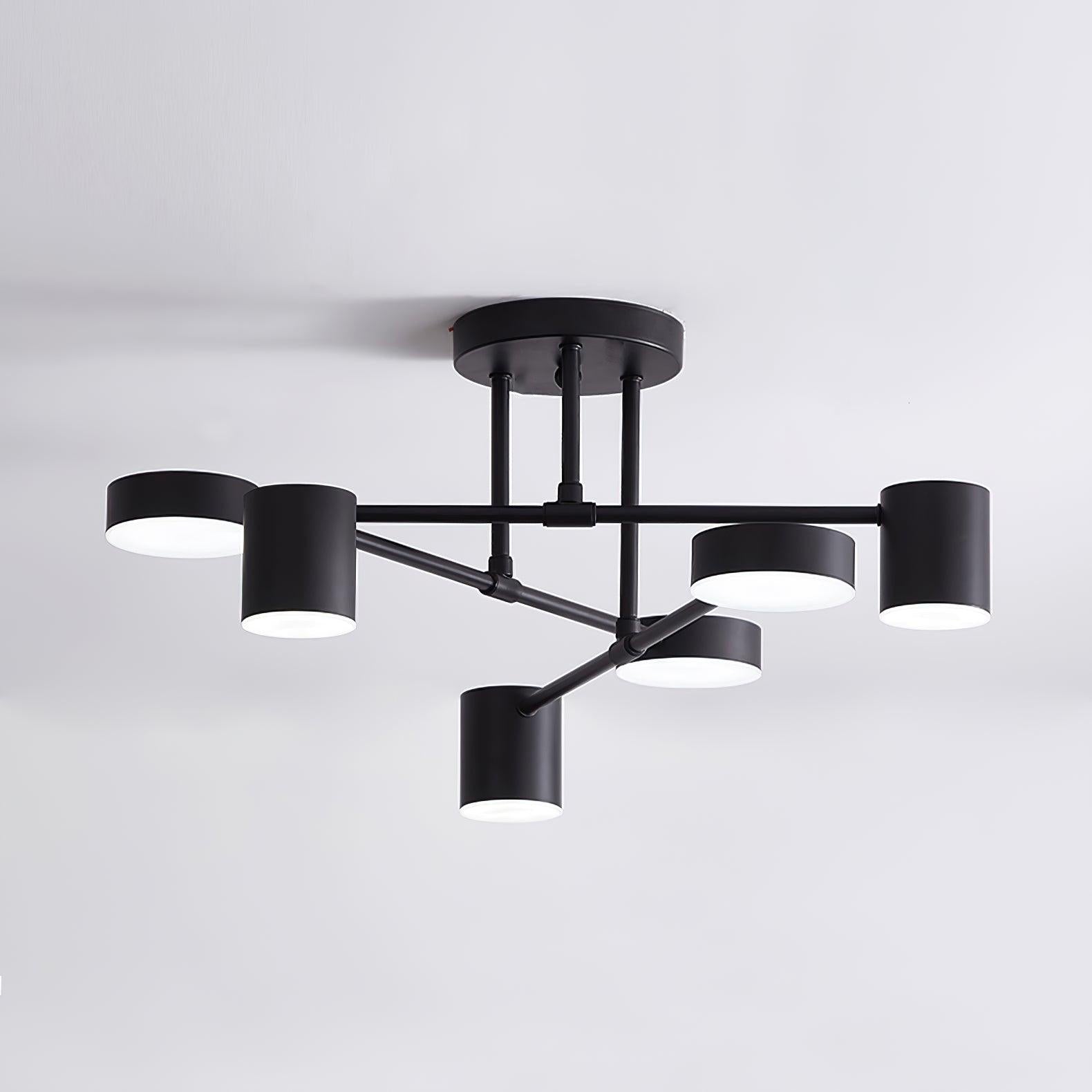 Sputnik Ceiling Lamp 6-Arms LED Metal Frame Ø57cm Gold Black White 36W Dimmable Mid-Century Scandinavian Dining Room Living Room Entrance Modern Design - Lamylie