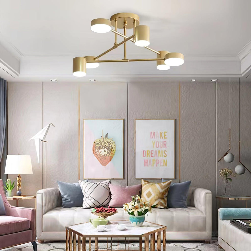 Sputnik Ceiling Lamp 6-Arms LED Metal Frame Ø57cm Gold Black White 36W Dimmable Mid-Century Scandinavian Dining Room Living Room Entrance Modern Design - Lamylie