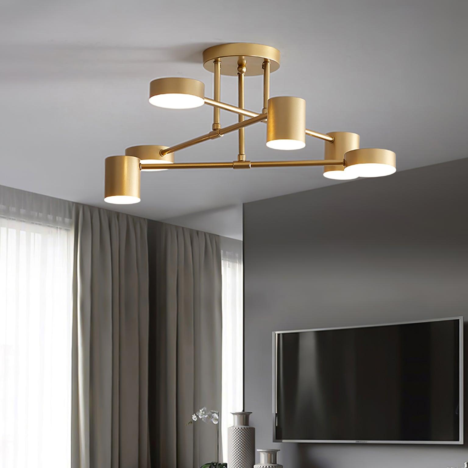 Sputnik Ceiling Lamp 6-Arms LED Metal Frame Ø57cm Gold Black White 36W Dimmable Mid-Century Scandinavian Dining Room Living Room Entrance Modern Design - Lamylie
