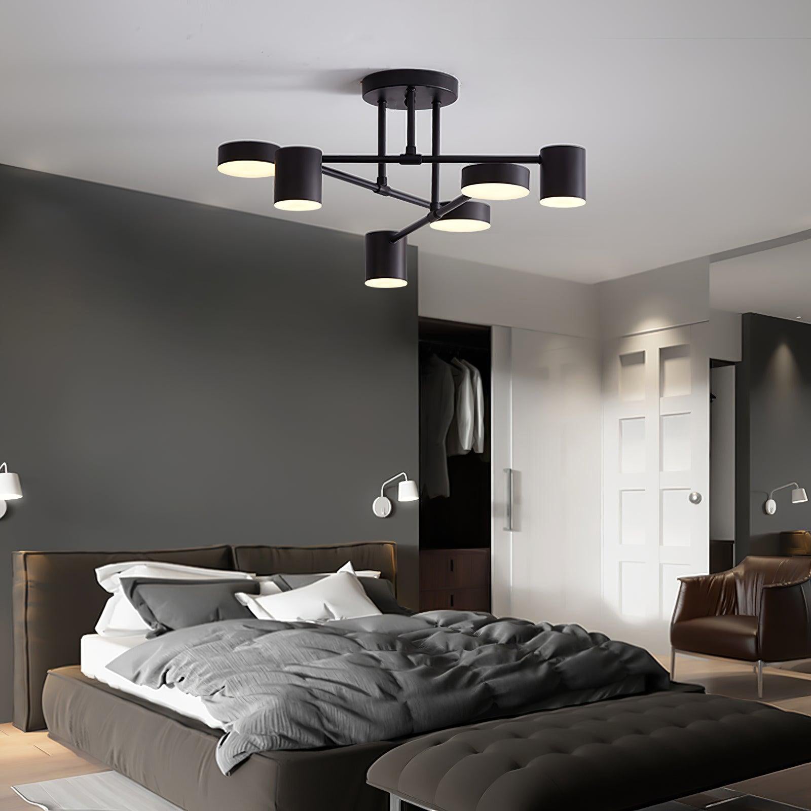 Sputnik Ceiling Lamp 6-Arms LED Metal Frame Ø57cm Gold Black White 36W Dimmable Mid-Century Scandinavian Dining Room Living Room Entrance Modern Design - Lamylie