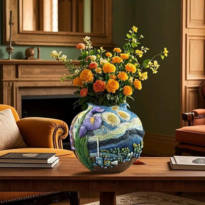 Vază artizanală Bloomscape — finisaj texturat inspirat de Van Gogh