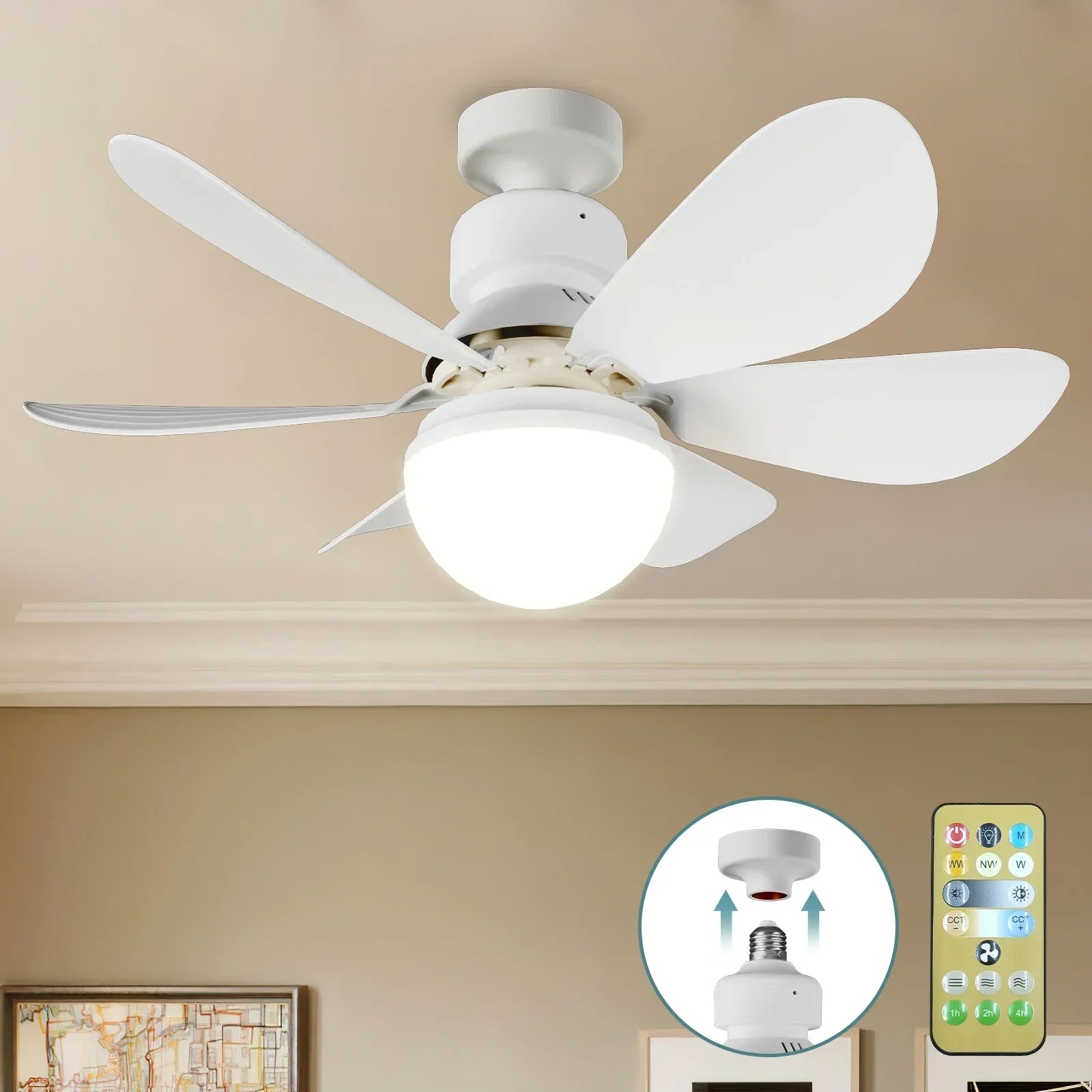 Ceiling Fan with Light | Adjustable Wind Speed & LED | 3 Speeds | Remote Control | Silent Motor | Modern Design - Lamylie
