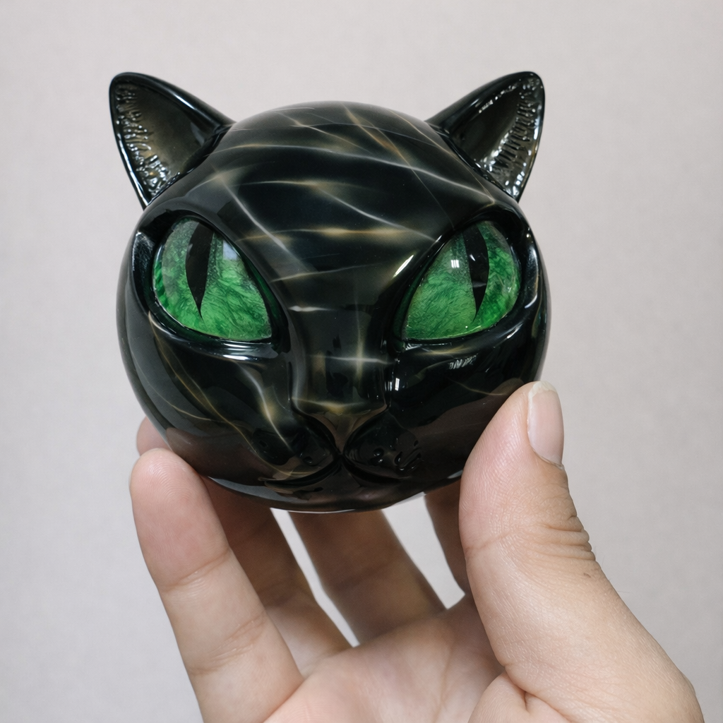 Mystische schwarze Katzenskulptur von NyxCharm – Lamylie