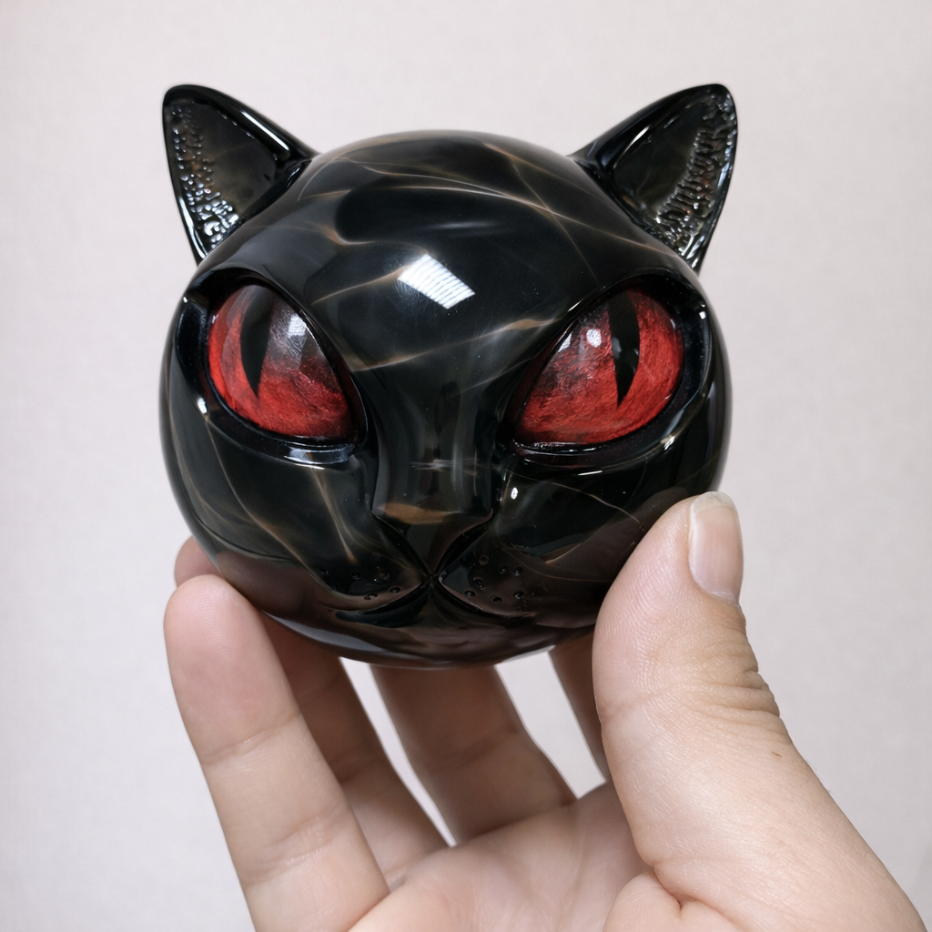 Mystische schwarze Katzenskulptur von NyxCharm – Lamylie