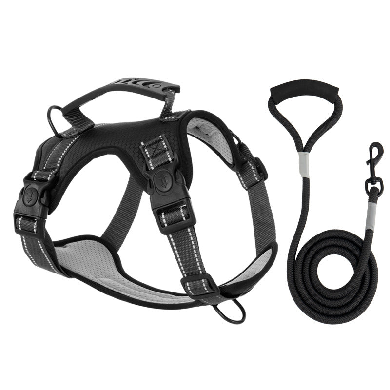 רתמת No-Pull מרופדת HappyPaw — ידית עליונה משולבת, רצועות מרופדות