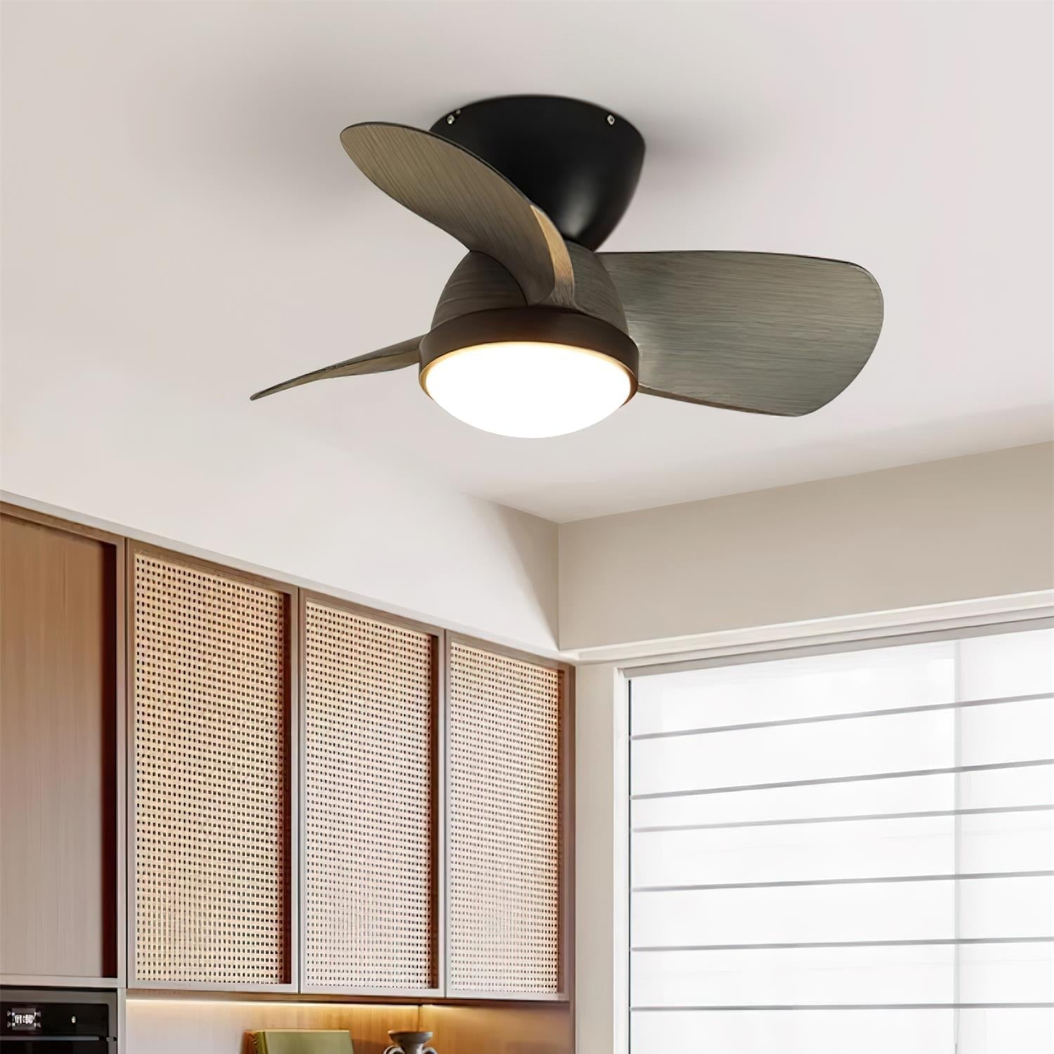 Ceiling Fan with Lighting Wood Metal Ø61cm 18W 6 Speeds Including Remote Control - Lamylie