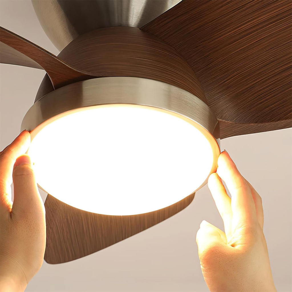 Ceiling Fan with Lighting Wood Metal Ø61cm 18W 6 Speeds Including Remote Control - Lamylie