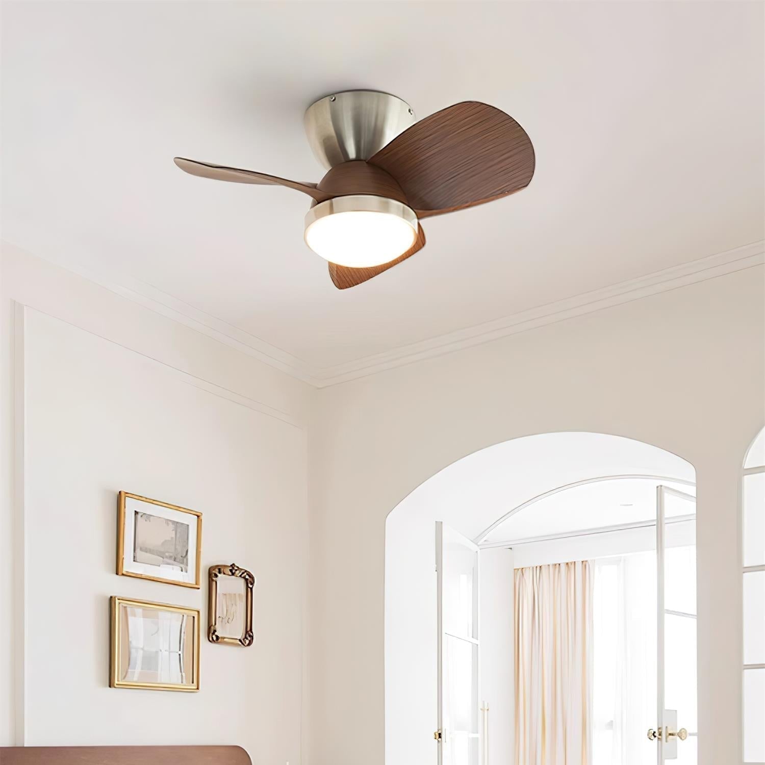 Ceiling Fan with Lighting Wood Metal Ø61cm 18W 6 Speeds Including Remote Control - Lamylie
