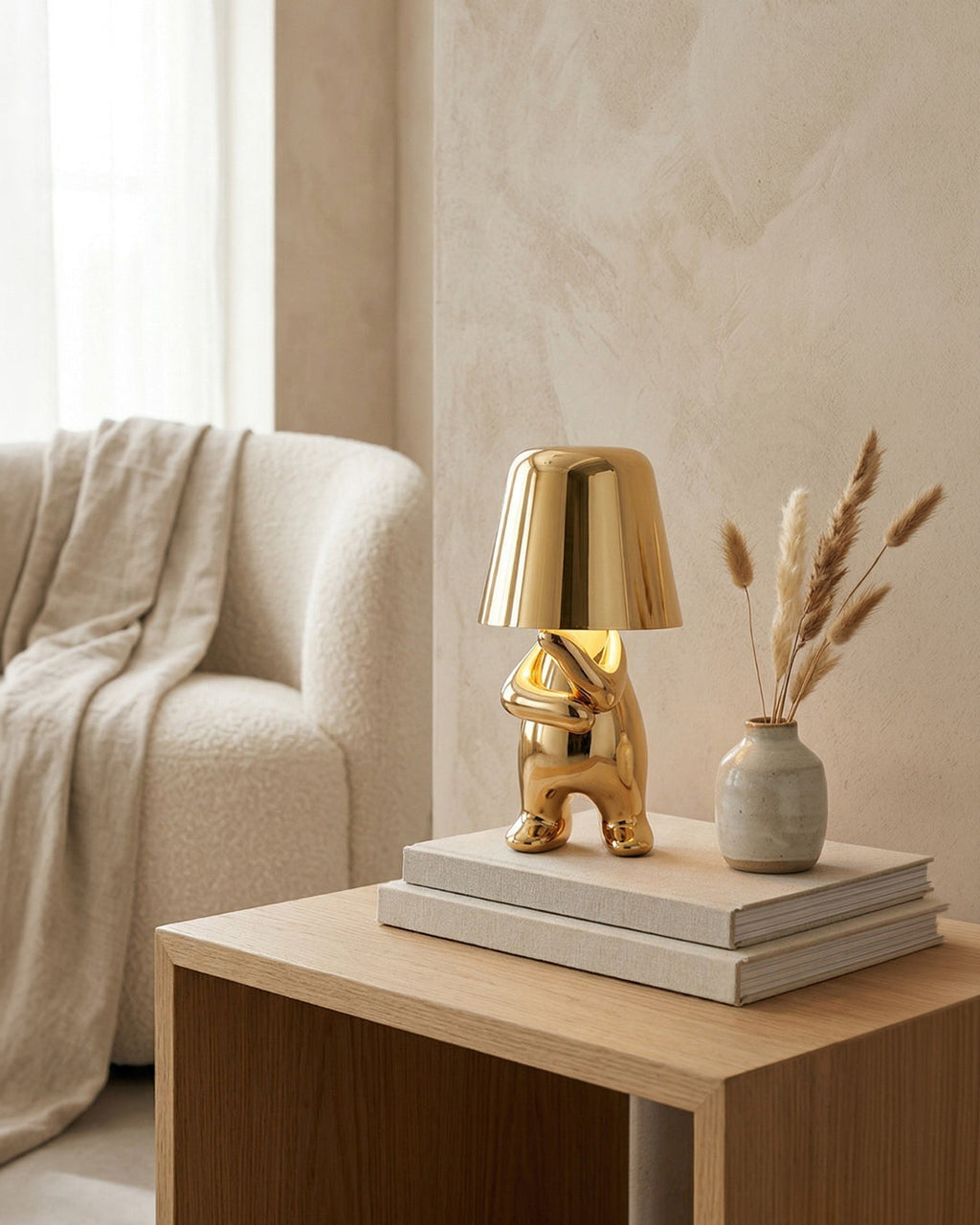 Metal Table Lamp Sculpture Figure Ambient Light Touch Dimmable LED Night Light Gold Silver Modern Design Decorative - Lamylie