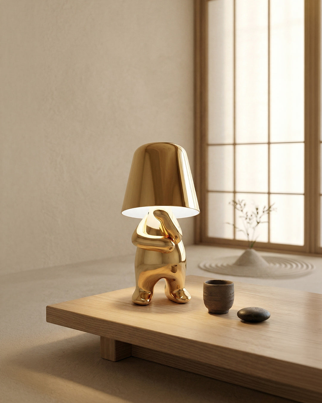 Metal Table Lamp Sculpture Figure Ambient Light Touch Dimmable LED Night Light Gold Silver Modern Design Decorative - Lamylie