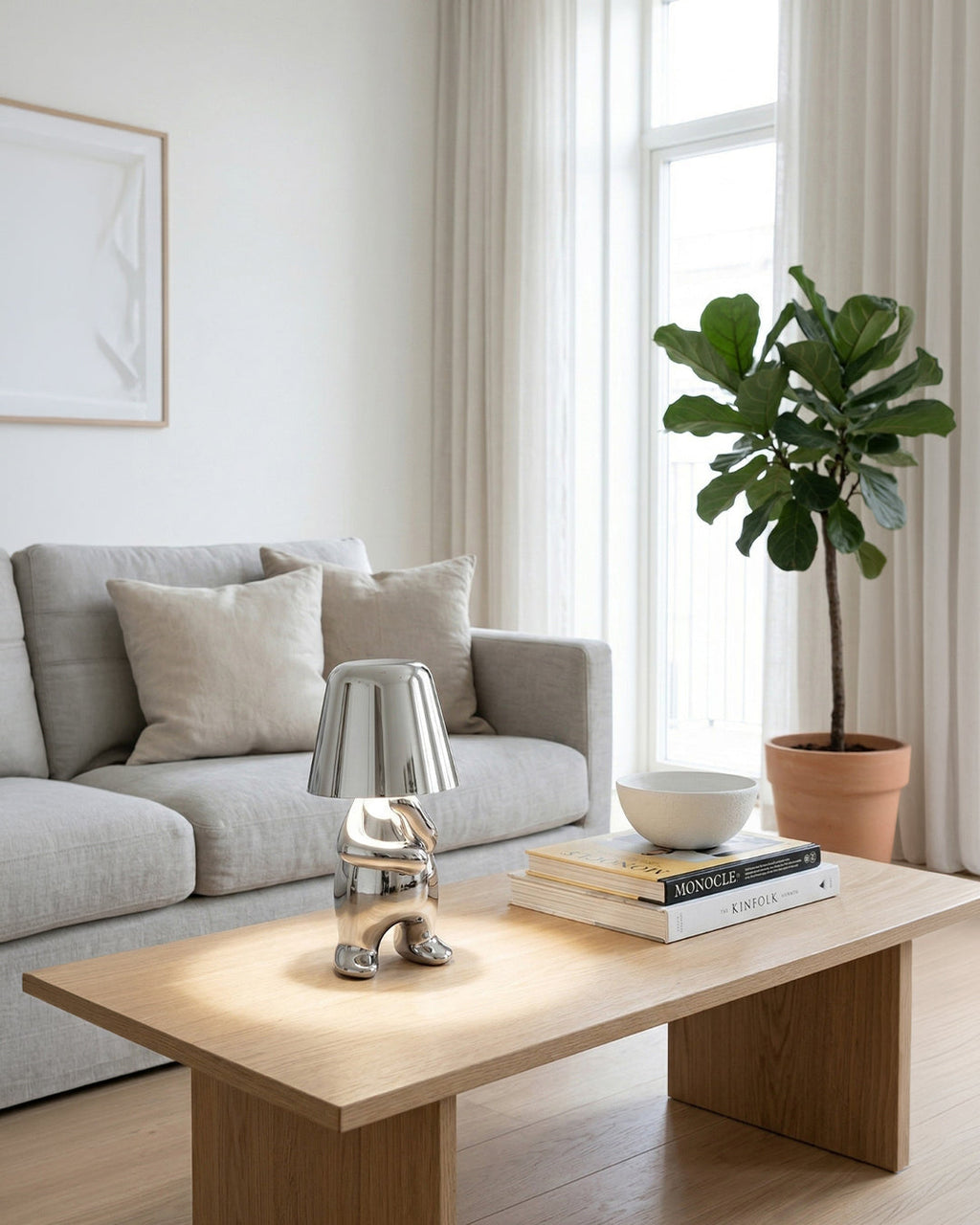 Metal Table Lamp Sculpture Figure Ambient Light Touch Dimmable LED Night Light Gold Silver Modern Design Decorative - Lamylie