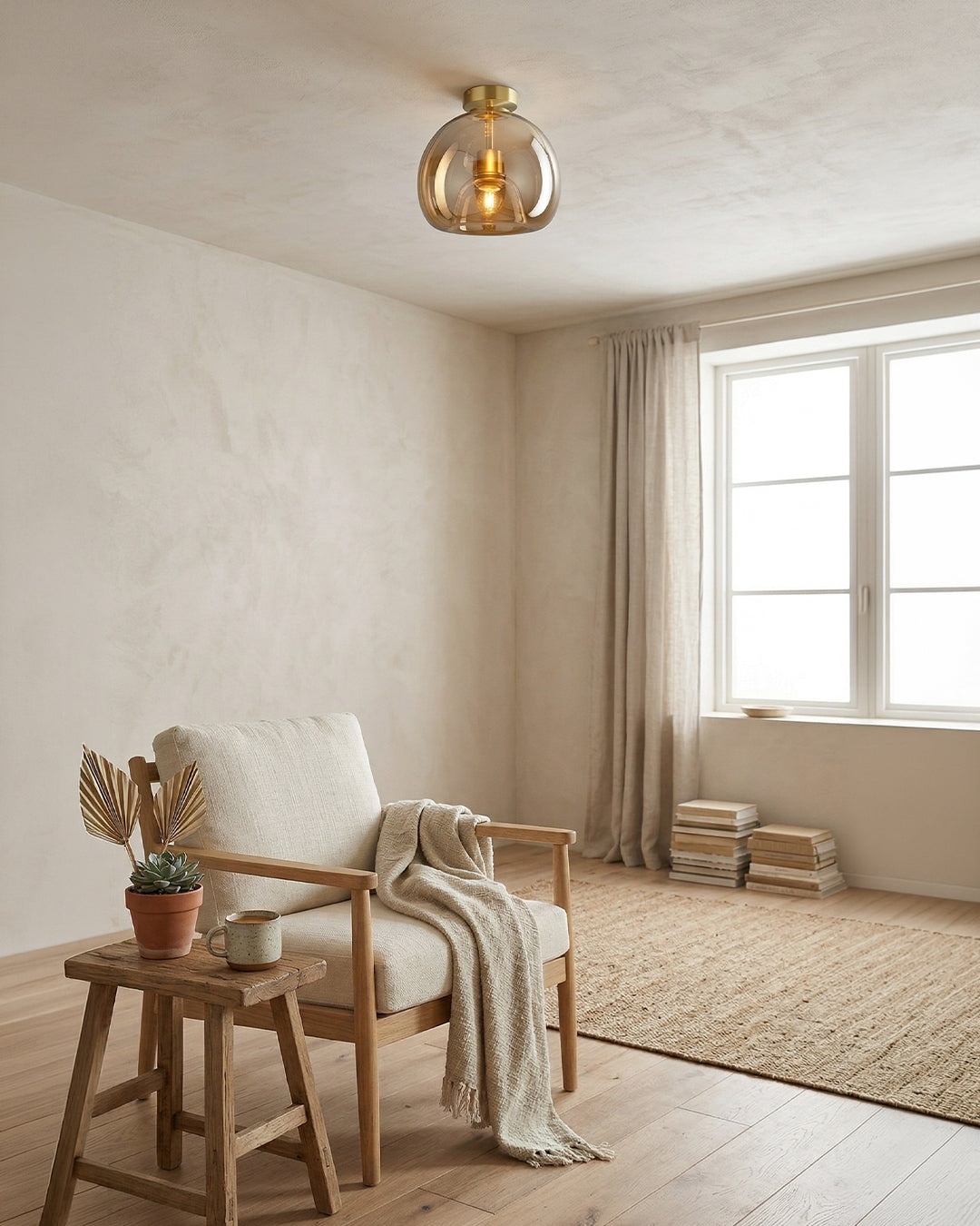 Thyra Pendant Lamp | Tinted Glass Sculptural Lighting Warm Diffuse Light Amber Smoke Gray | Type A 25cm Type B 29cm - Lamylie