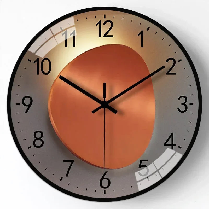 Stille Wanduhr mit digitalem Design in Farbverlauf und Gold - Lamylie