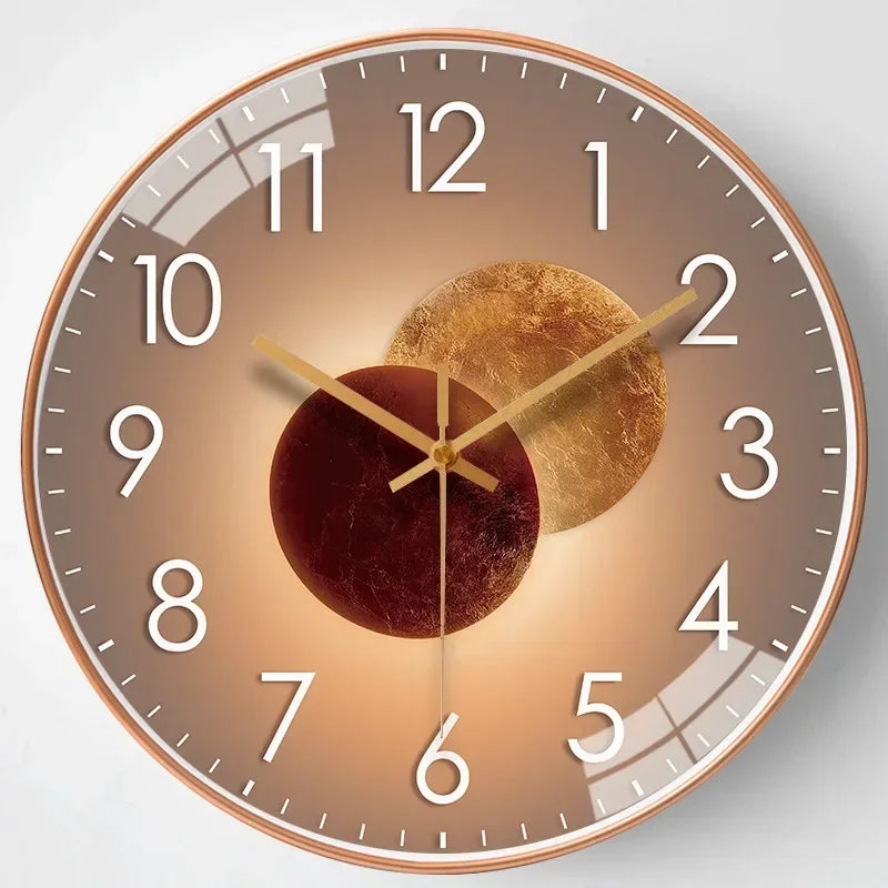 Stille Wanduhr mit digitalem Design in Farbverlauf und Gold - Lamylie