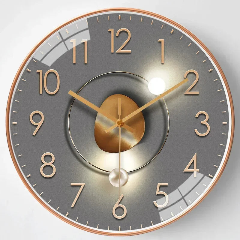Stille Wanduhr mit digitalem Design in Farbverlauf und Gold - Lamylie