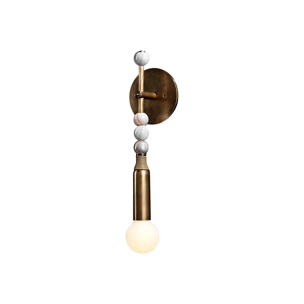 Lampă de perete Toam din marmură și alamă | Design inspirat de Persepolis, cu finisaj din alamă antichizată, 18.9 și 27.6 inch – Lamylie