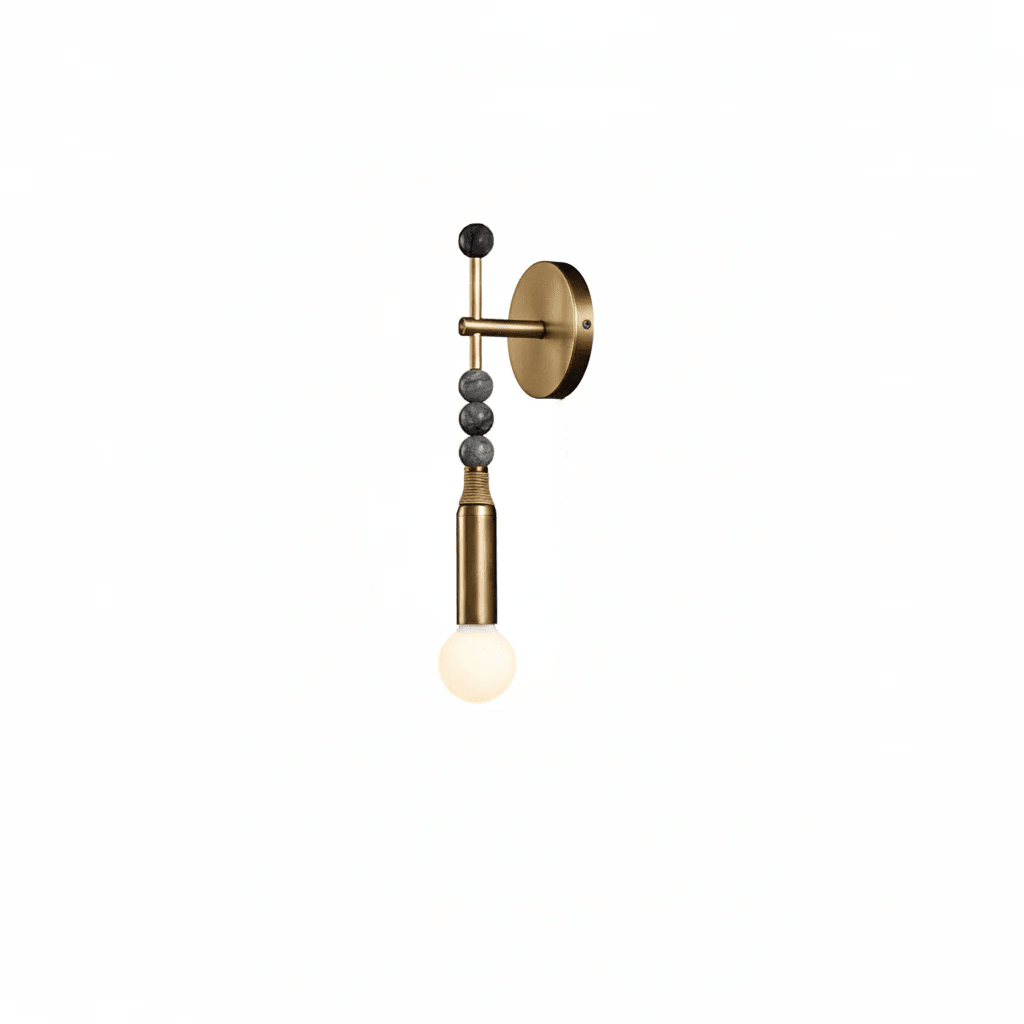 Nástěnná lampa Toam z mramoru a mosazi | design inspirovaný Persepolis se staromosaznou povrchovou úpravou, 18.9 a 27.6 inch – Lamylie