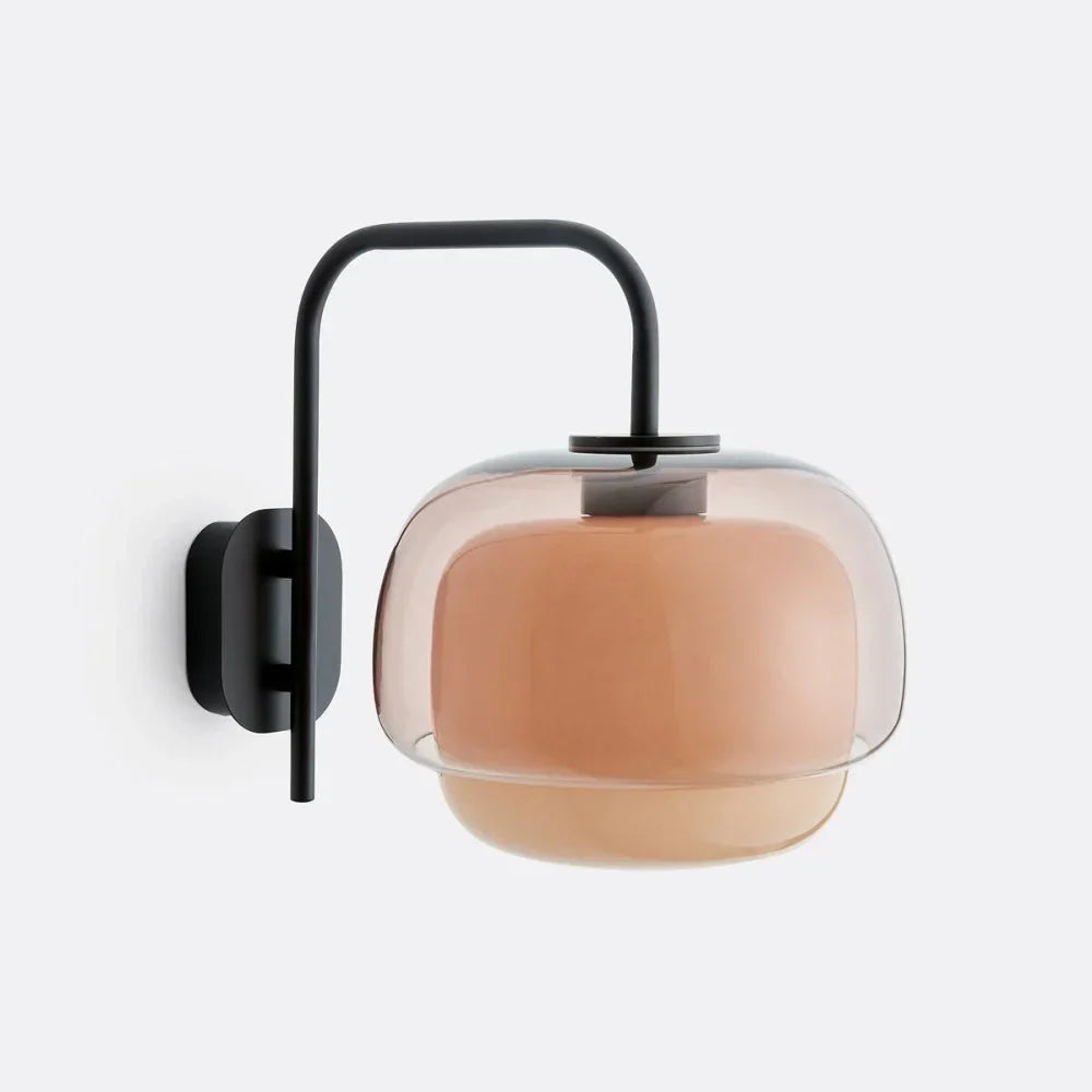 Colored Glass Wall Lamp with Round Shade | Green, Pink, Orange | Modern LED Lighting - Lamylie