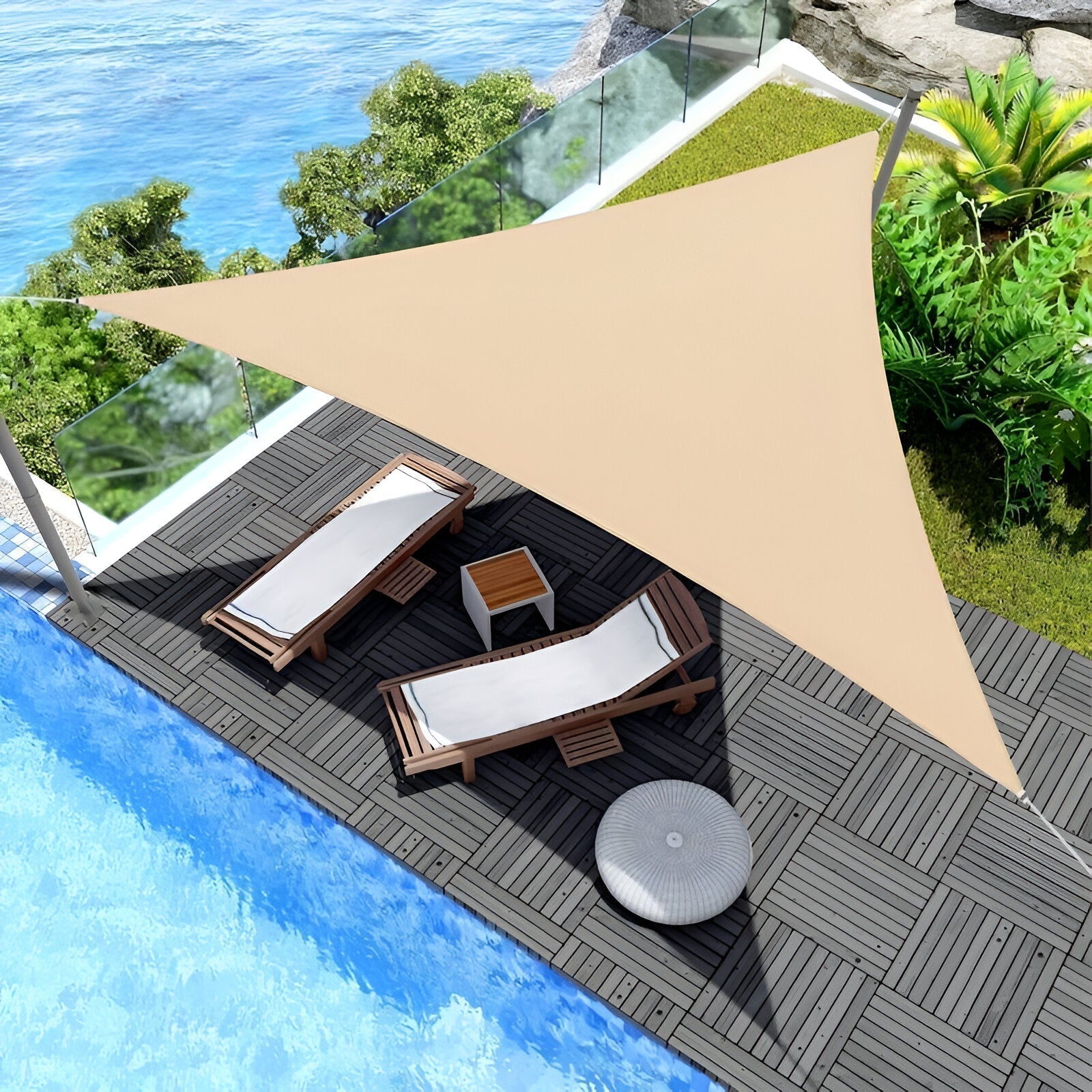 Voile d’ombrage triangulaire imperméable avec protection UV pour l’extérieur – Lamylie