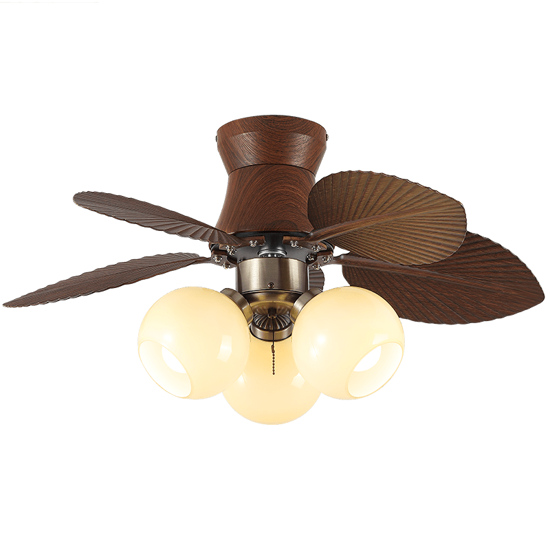 Ceiling Fan with Lighting Oak Finish ø80cm Dimmable Remote Control 6 Speeds Modern Interior Fan with Light Shade Beige - Lamylie