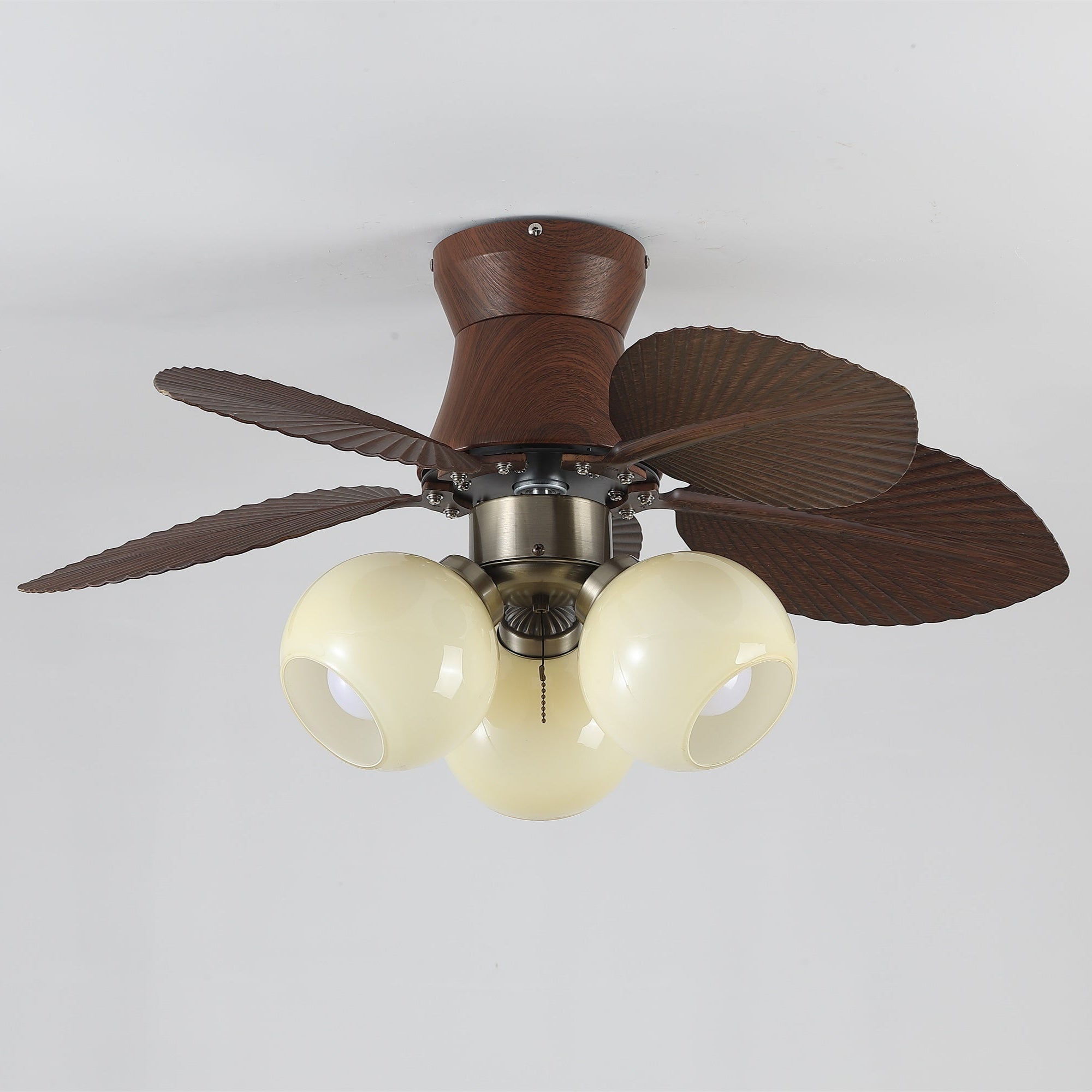 Ceiling Fan with Lighting Oak Finish ø80cm Dimmable Remote Control 6 Speeds Modern Interior Fan with Light Shade Beige - Lamylie