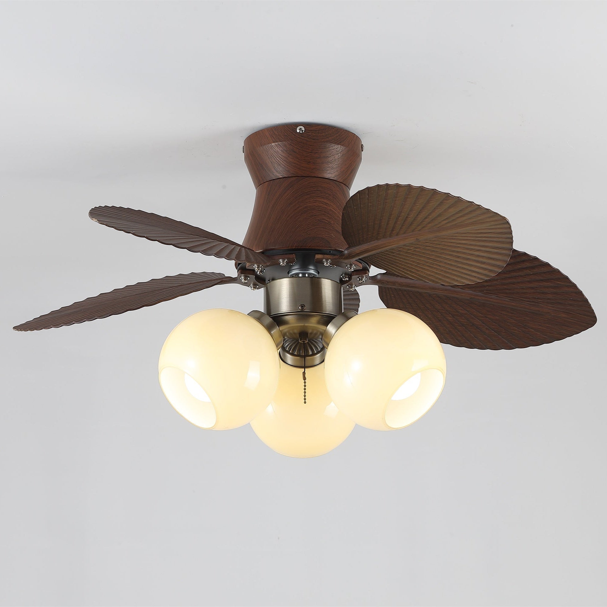 Ceiling Fan with Lighting Oak Finish ø80cm Dimmable Remote Control 6 Speeds Modern Interior Fan with Light Shade Beige - Lamylie