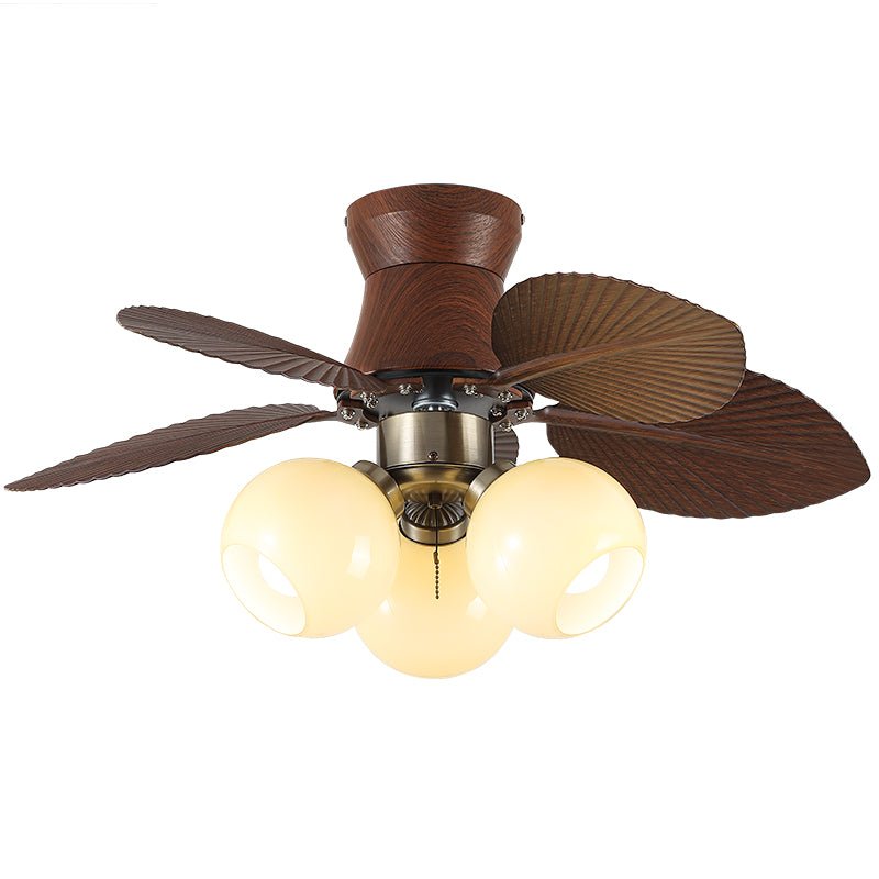 Ceiling Fan with Lighting Oak Finish ø80cm Dimmable Remote Control 6 Speeds Modern Interior Fan with Light Shade Beige - Lamylie