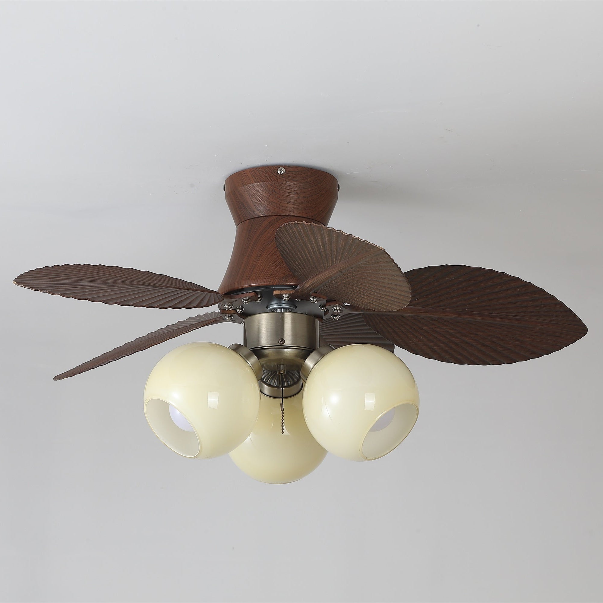 Ceiling Fan with Lighting Oak Finish ø80cm Dimmable Remote Control 6 Speeds Modern Interior Fan with Light Shade Beige - Lamylie