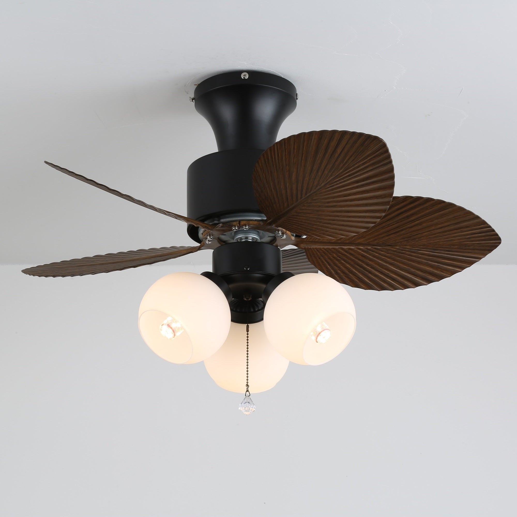 Ceiling Fan with Lighting Vintage Wood Look | Dimensions Ø80×30 cm Scandinavian Design for Living Room Bedroom Natural Interior - Lamylie