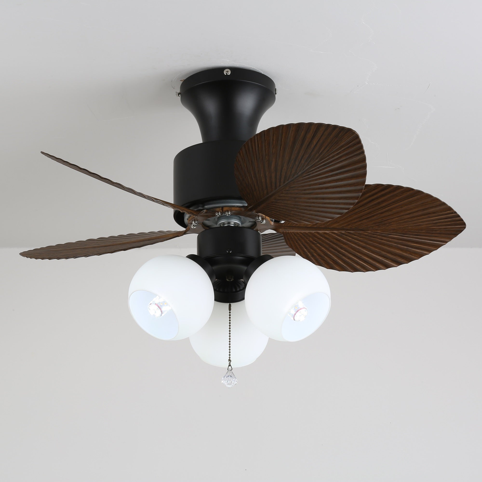 Ceiling Fan with Lighting Vintage Wood Look | Dimensions Ø80×30 cm Scandinavian Design for Living Room Bedroom Natural Interior - Lamylie