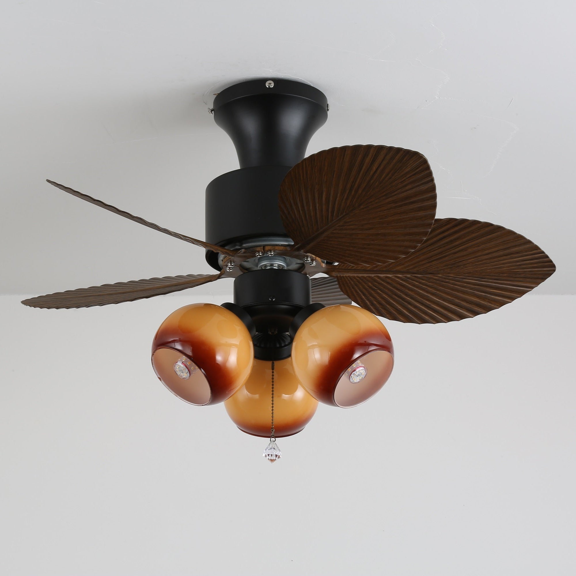 Ceiling Fan with Lighting Vintage Wood Look | Dimensions Ø80×30 cm Scandinavian Design for Living Room Bedroom Natural Interior - Lamylie