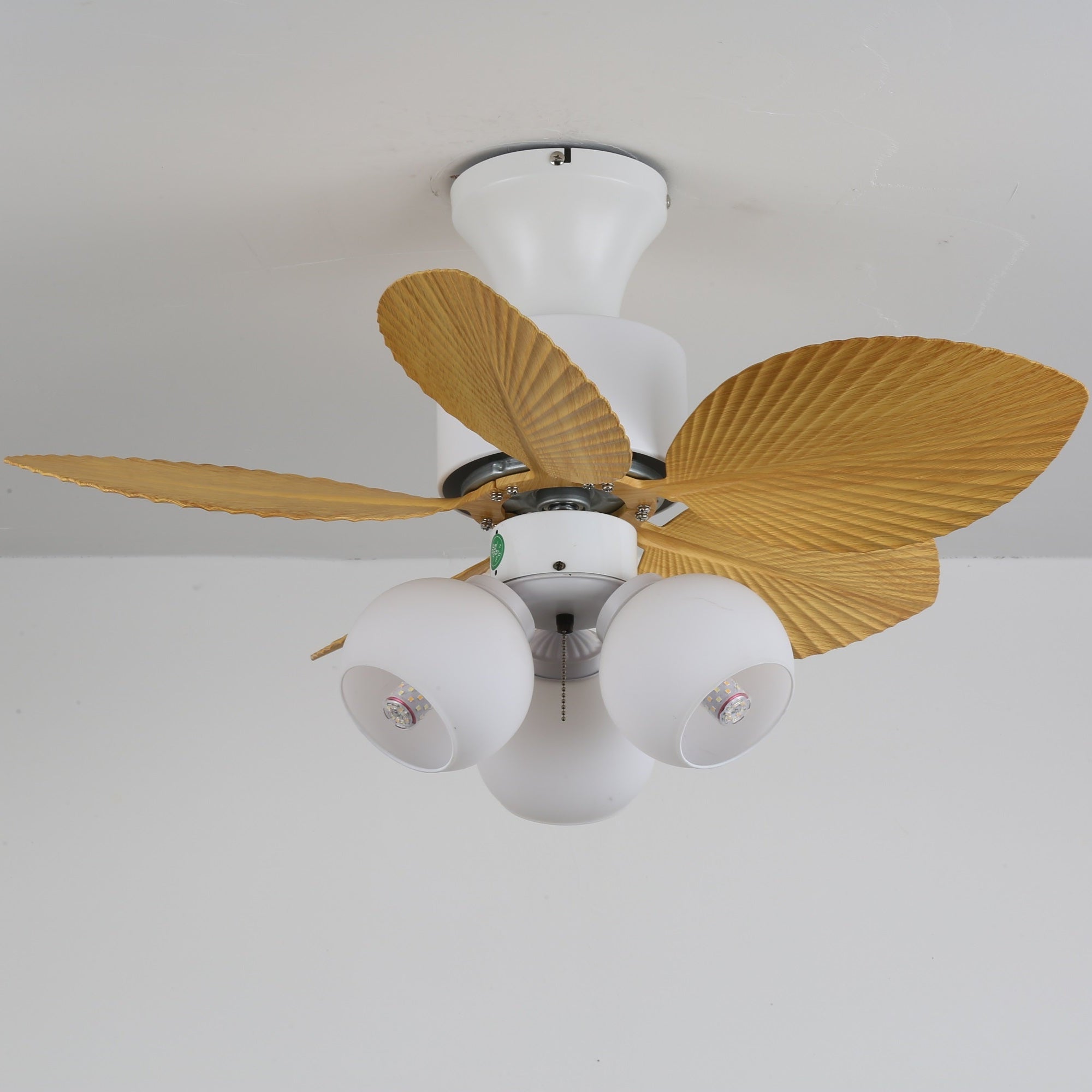 Ceiling Fan with Lighting Vintage Wood Look | Dimensions Ø80×30 cm Scandinavian Design for Living Room Bedroom Natural Interior - Lamylie
