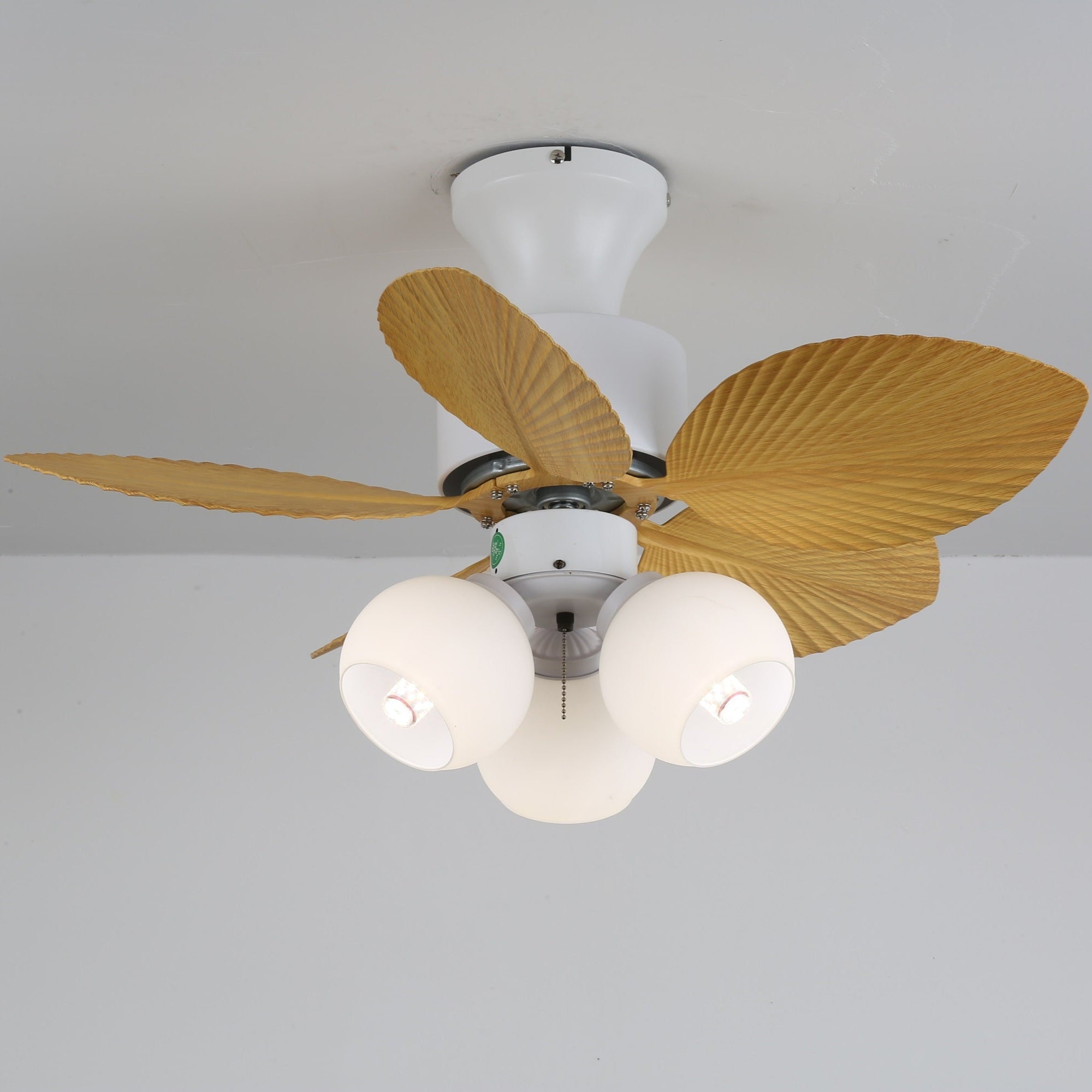 Ceiling Fan with Lighting Vintage Wood Look | Dimensions Ø80×30 cm Scandinavian Design for Living Room Bedroom Natural Interior - Lamylie