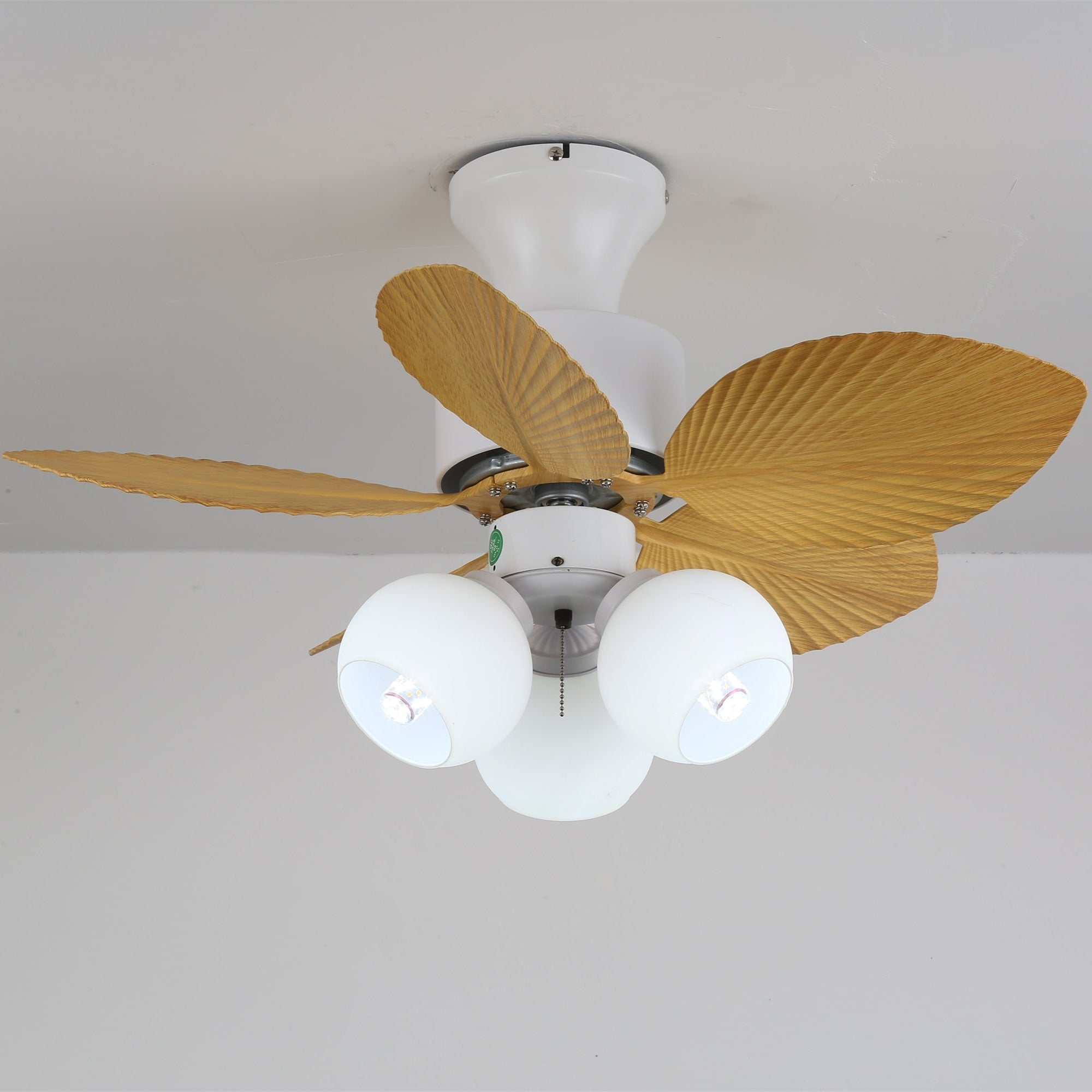 Ceiling Fan with Lighting Vintage Wood Look | Dimensions Ø80×30 cm Scandinavian Design for Living Room Bedroom Natural Interior - Lamylie