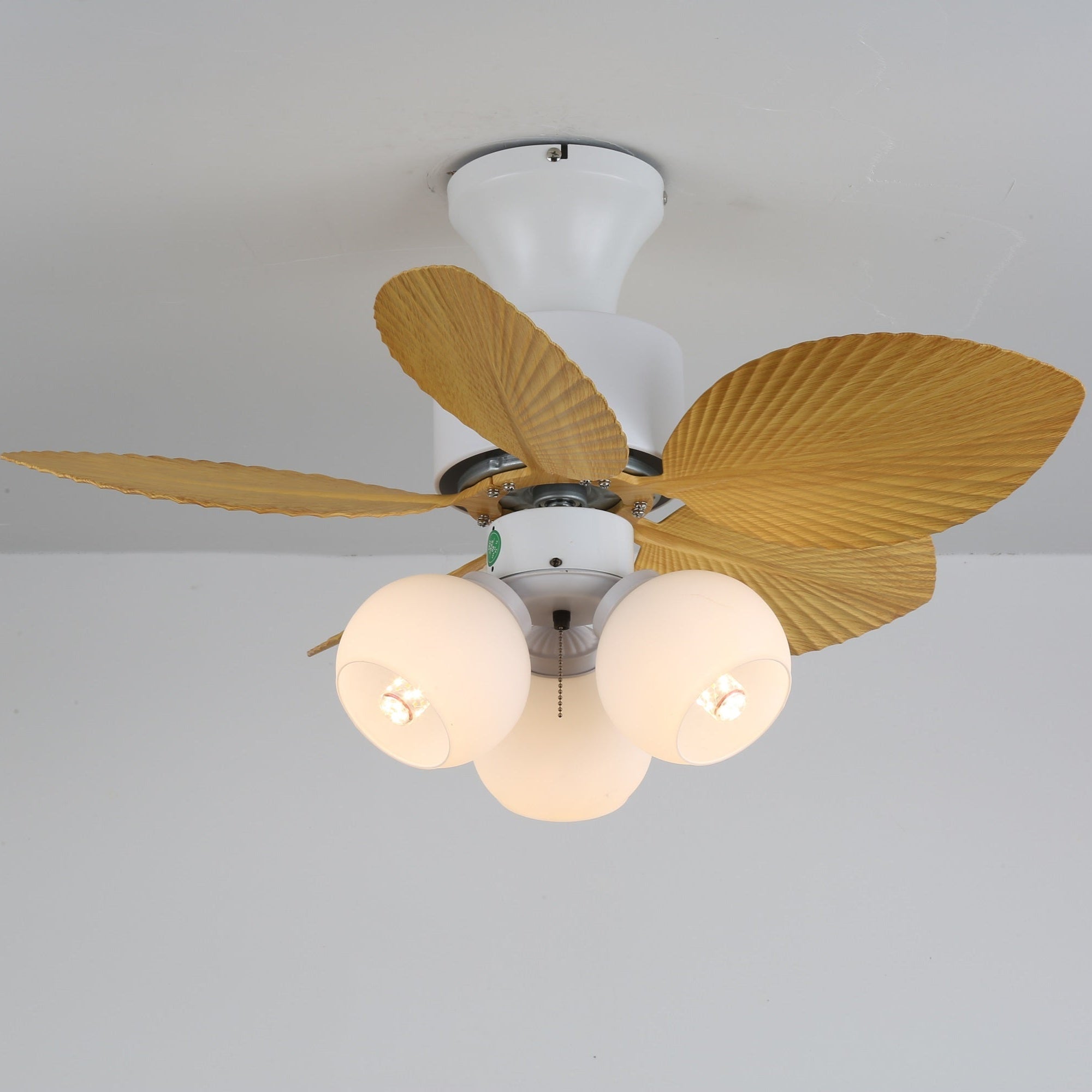 Ceiling Fan with Lighting Vintage Wood Look | Dimensions Ø80×30 cm Scandinavian Design for Living Room Bedroom Natural Interior - Lamylie
