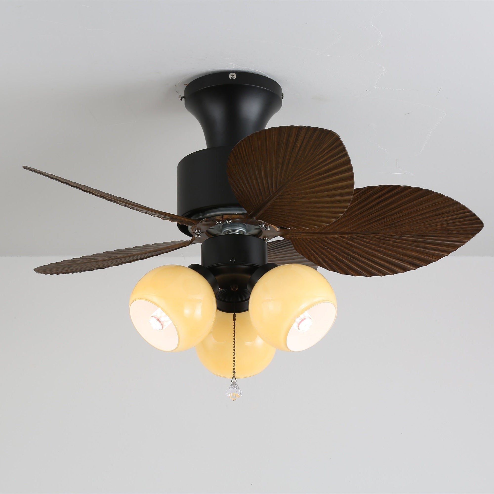 Ceiling Fan with Lighting Vintage Wood Look | Dimensions Ø80×30 cm Scandinavian Design for Living Room Bedroom Natural Interior - Lamylie